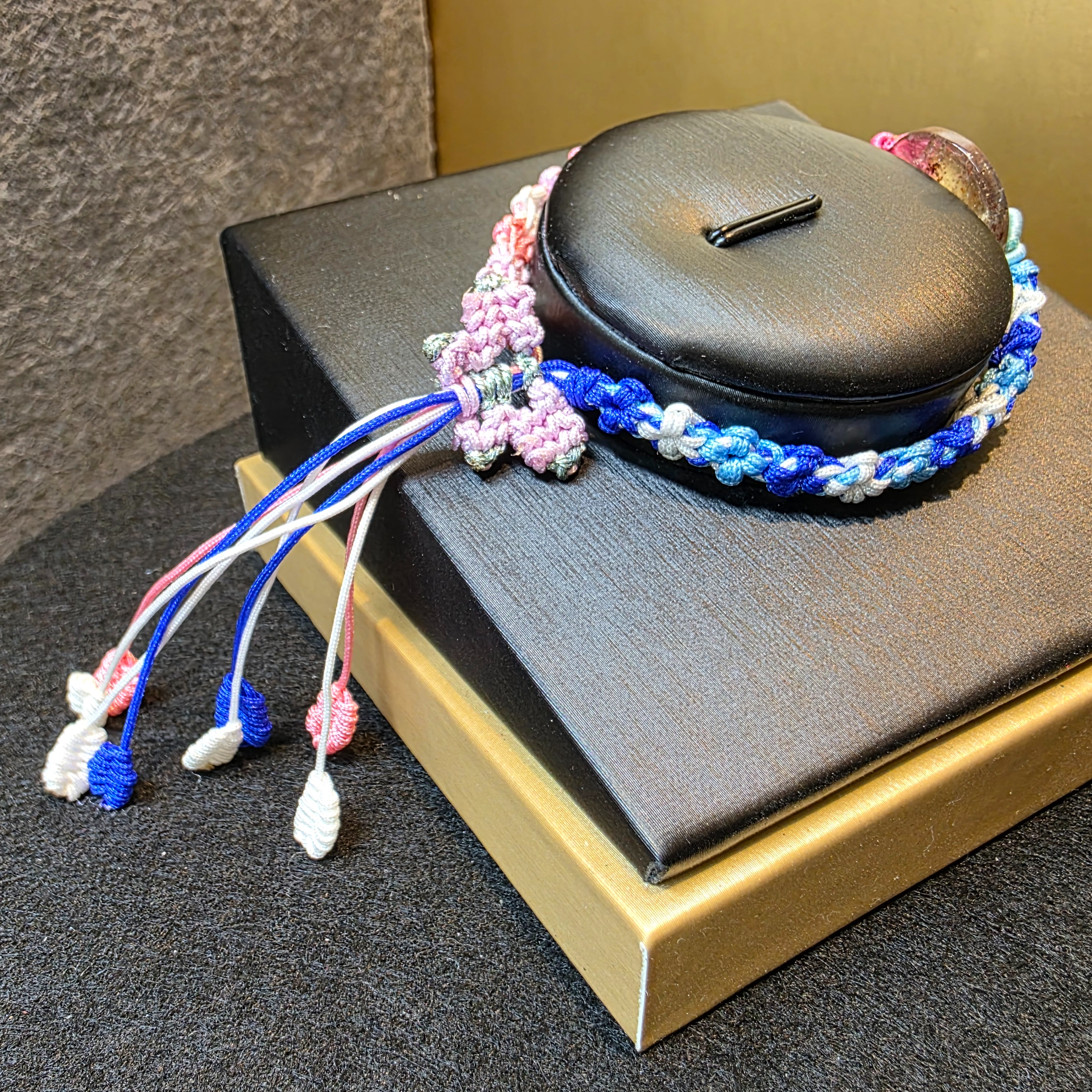 髮晶平安扣織繩手鏈