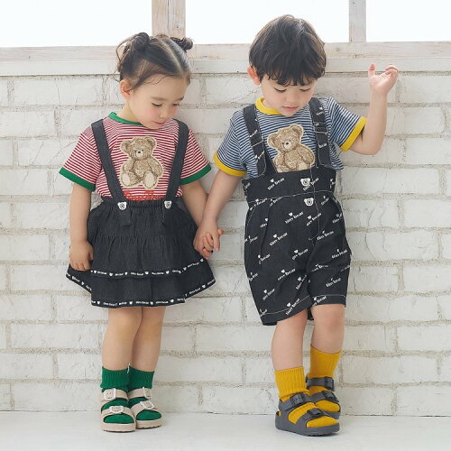 🆕【⭐訂購⭐】🇯🇵日本直送🌀小熊刺繡貼布 拼色綑邊袖 條紋短袖Tee［3款選］🌀 [ELDA-0279][260530]