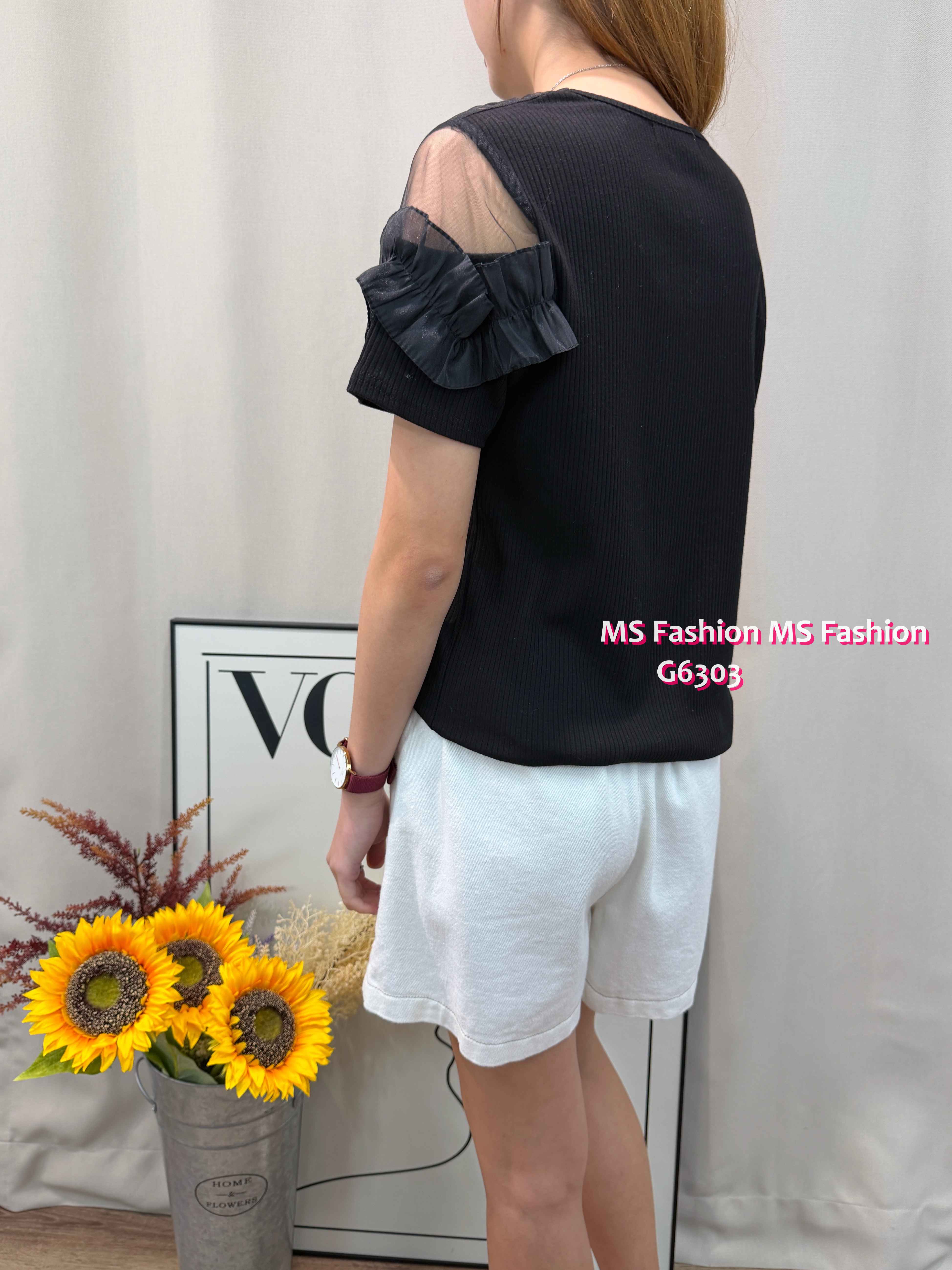 G6303 ruffle透視紗top