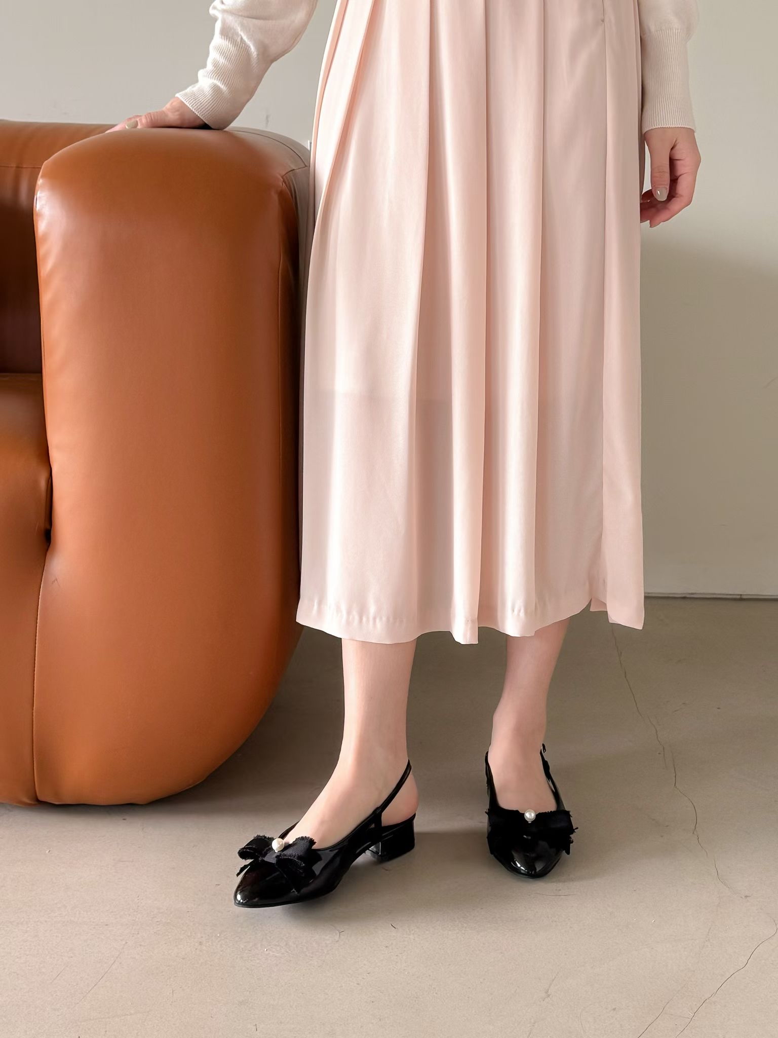 AS3093珍珠蝴蝶結後空鞋