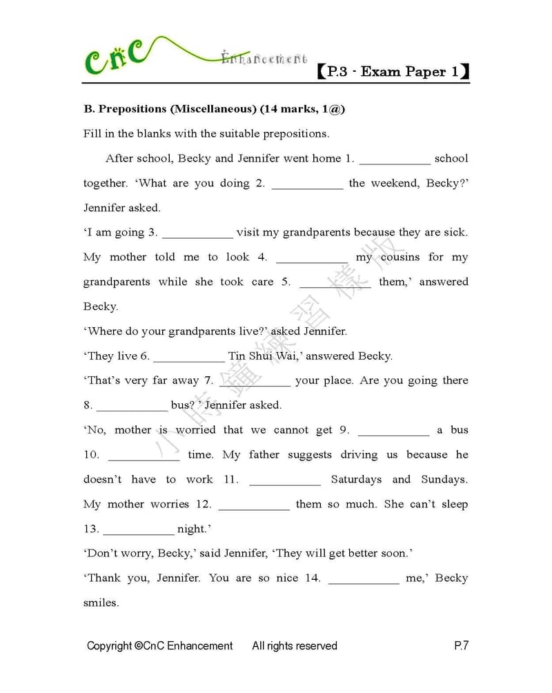  模擬試卷 (三年級)