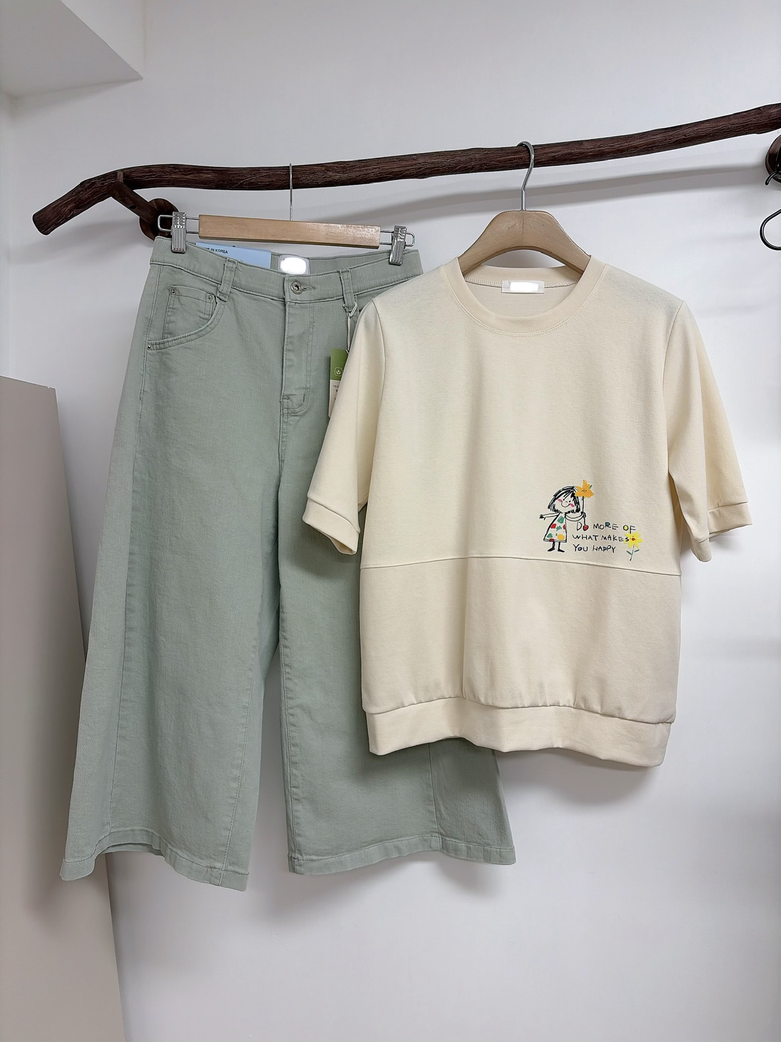 米色圖案Tee 