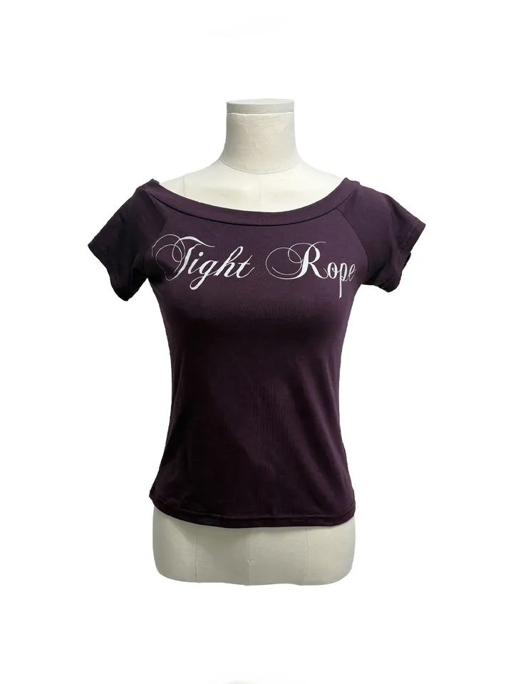 Script Wide Neck Graphic Tee