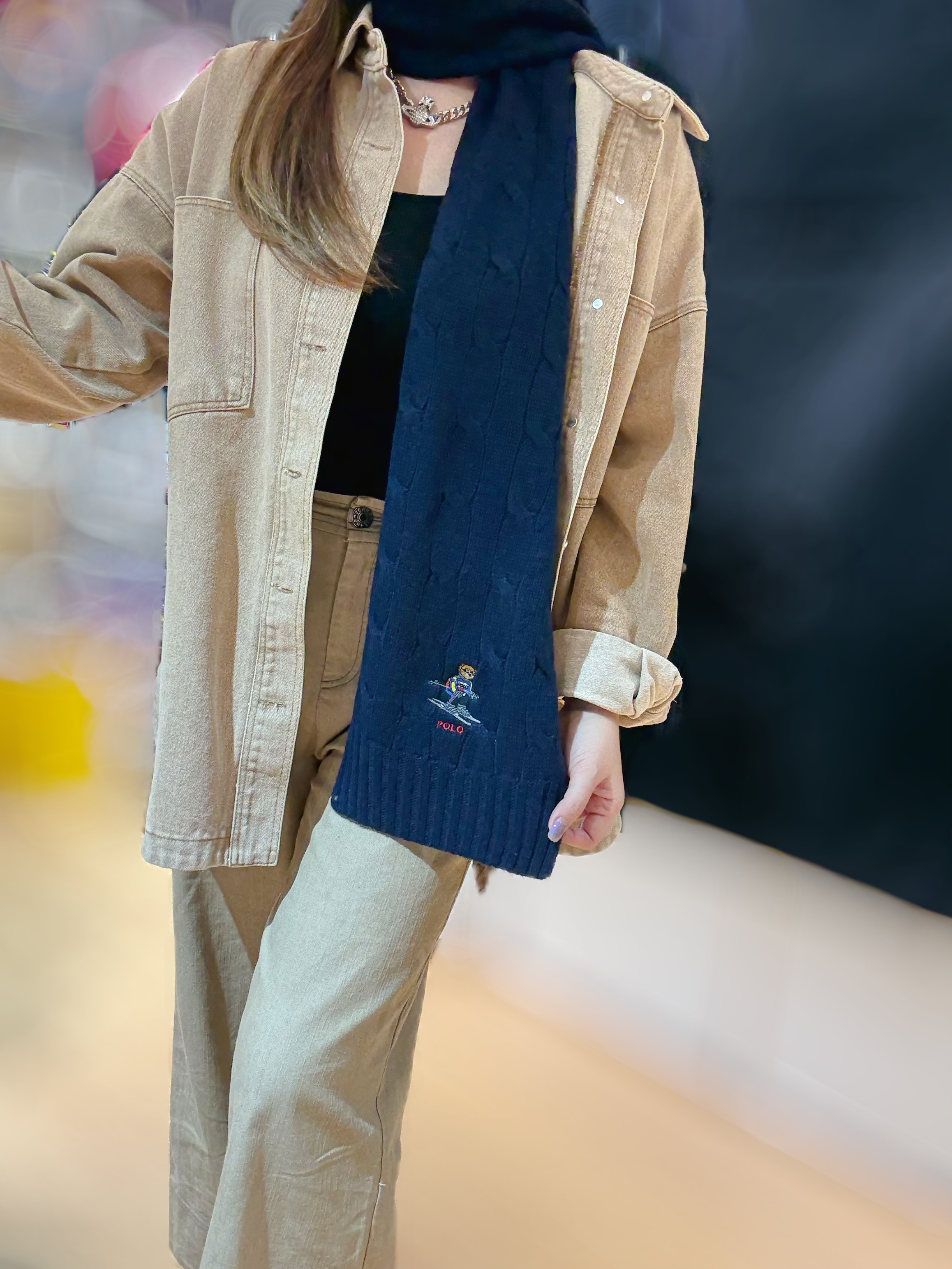 Pooo scarf bear/navy