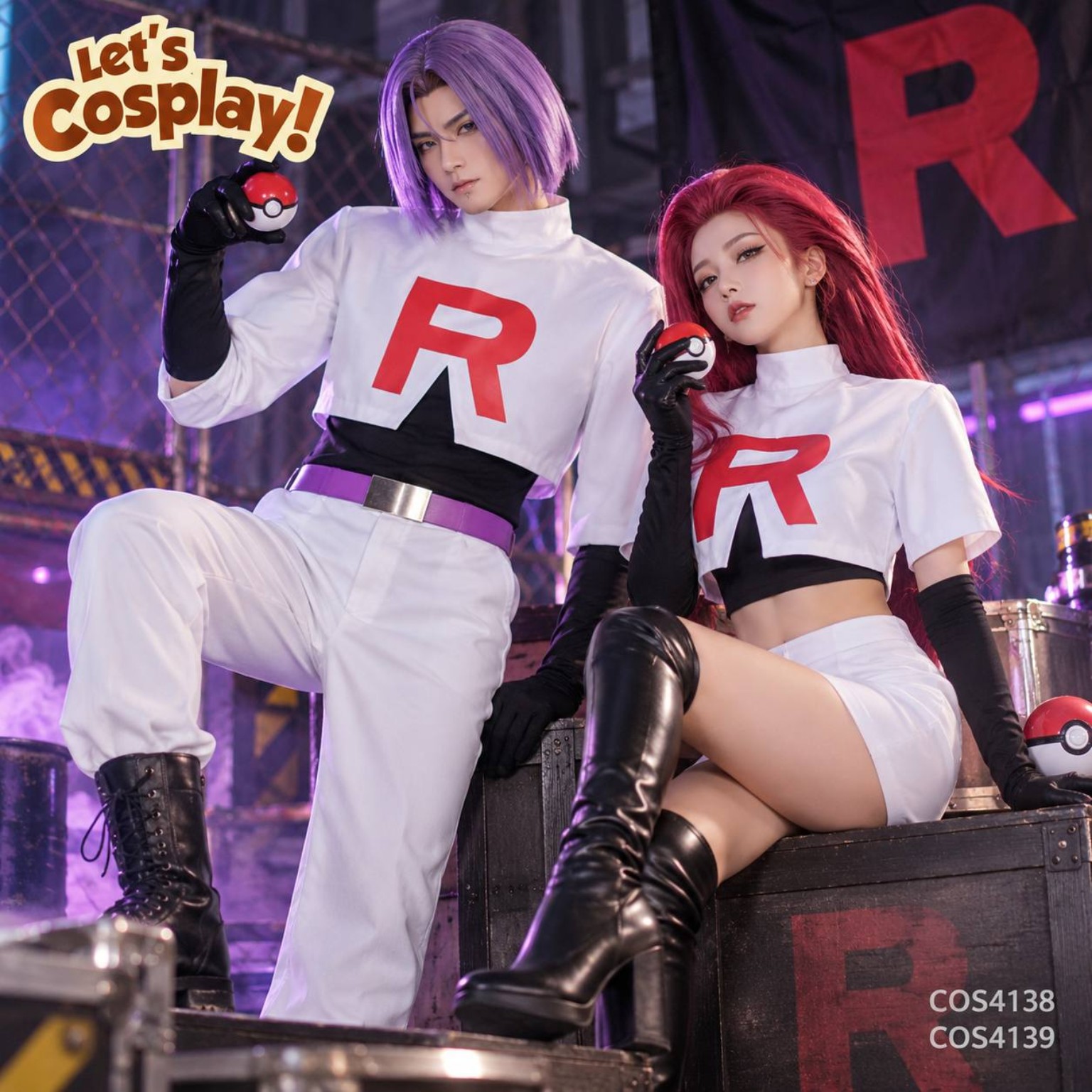 COS4141｜VIP升級版 神奇寶貝火箭隊男裝 火箭兵團小次郎 Cosplay 寵物小精靈成人服裝｜Vbuy專有金屬扣腰帶｜Lets Cosplay 香港現貨