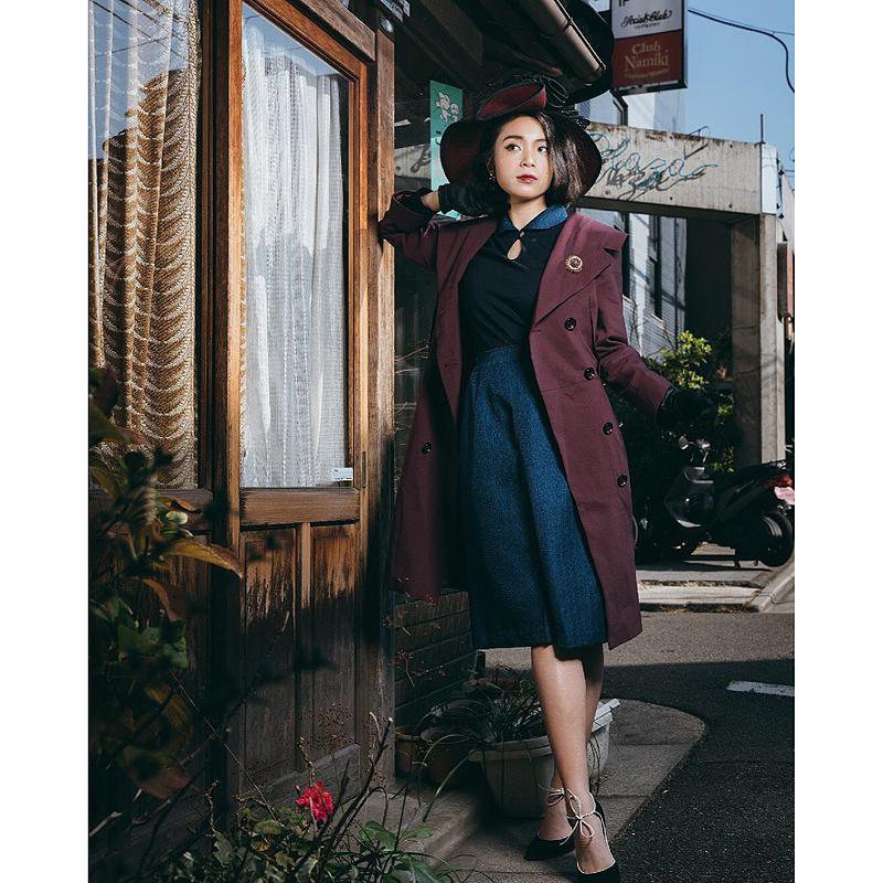 SOLD OUT - 1960s MAD Man Secretary Double-Breasted Dress Coat - Purple (FM084)