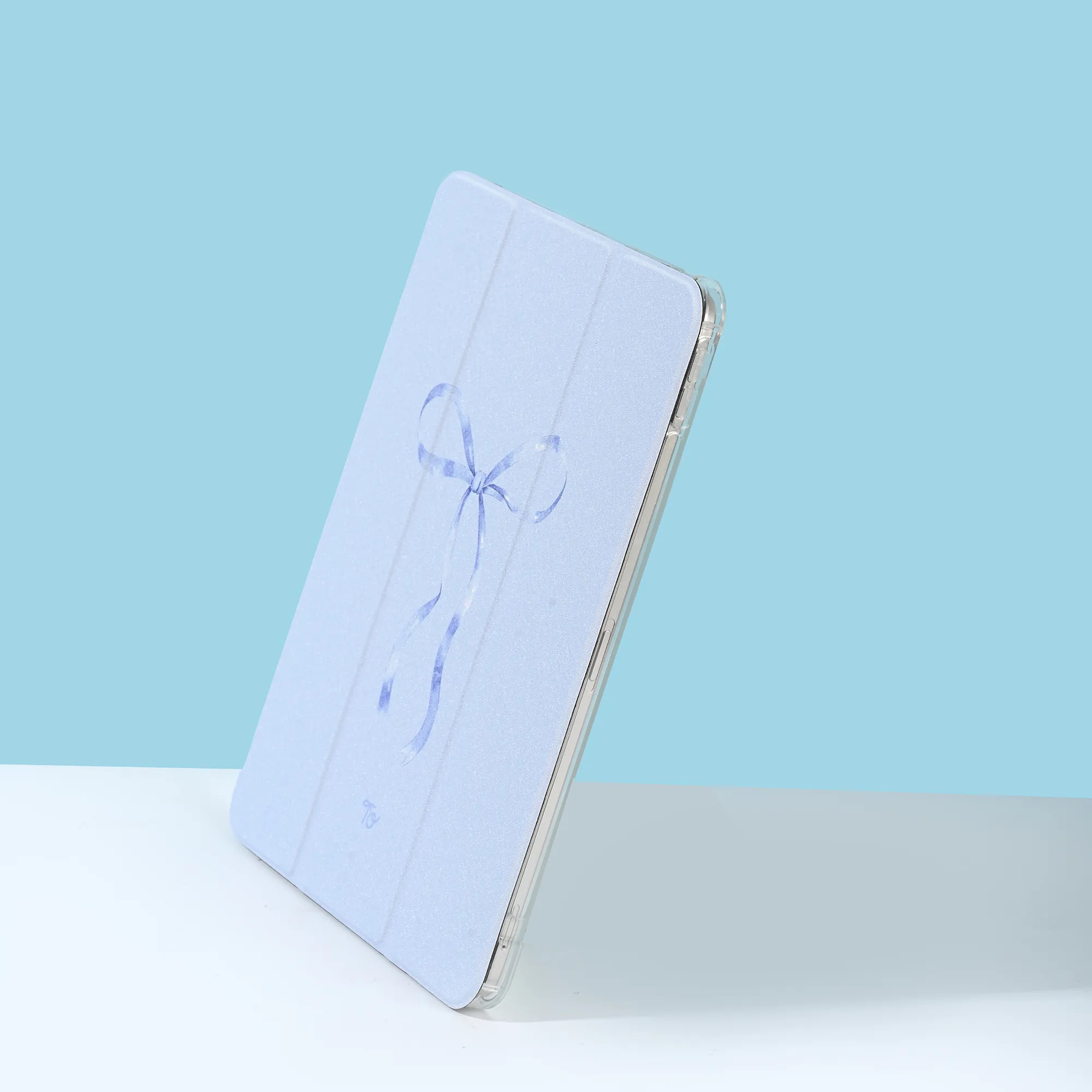 【The Silky Blue Ribbon】透明磨砂書本式 iPad Case