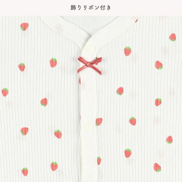 🇯🇵預訂 日本直送🇯🇵水果滿印絲帶前開式純棉短袖包屁衣三件套