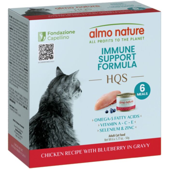 Almo Nature HQS 保健系列 Immune Support Formula 雞肉+藍莓 貓罐頭 50gx6