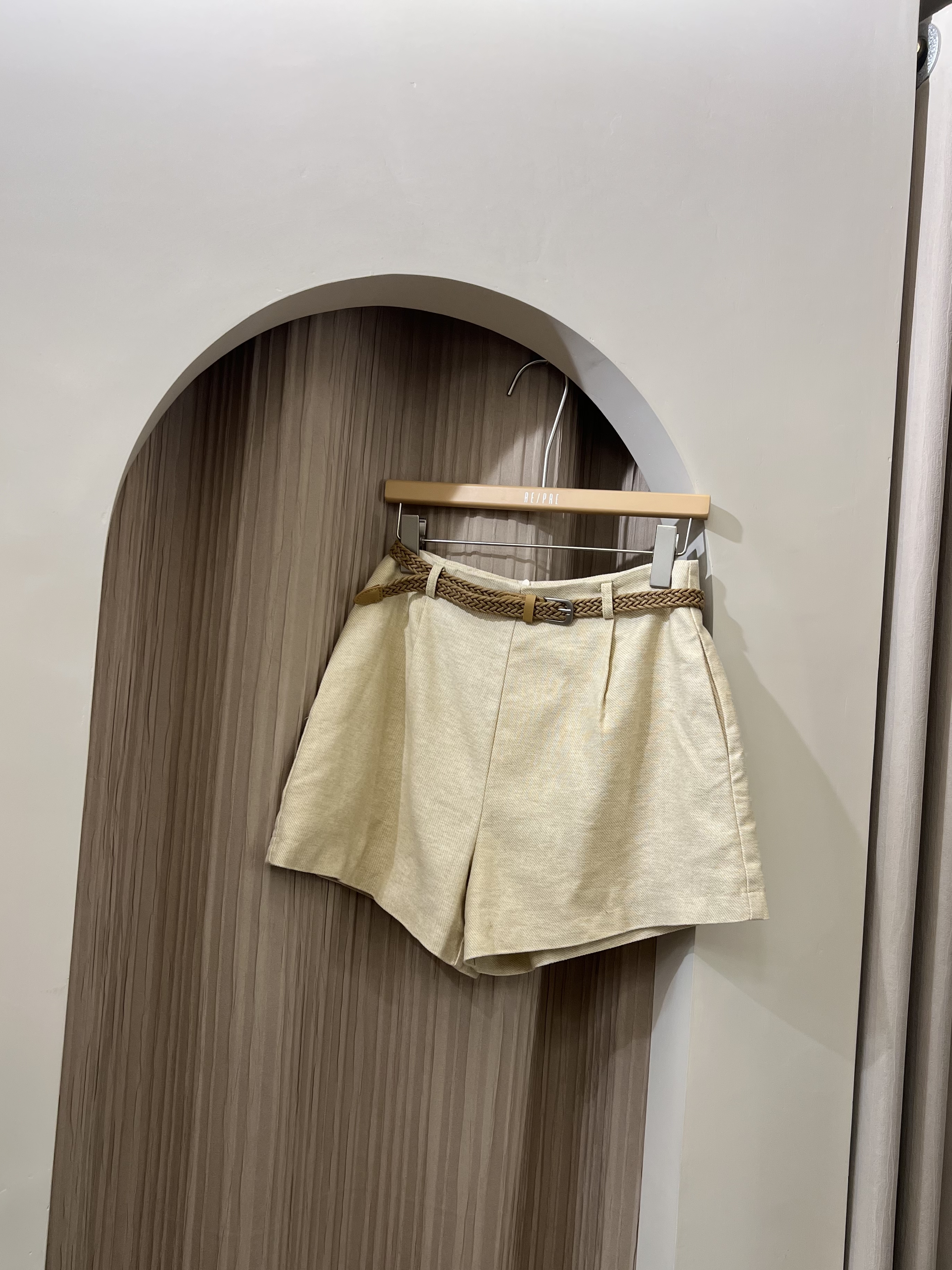 連belt*麻質短褲