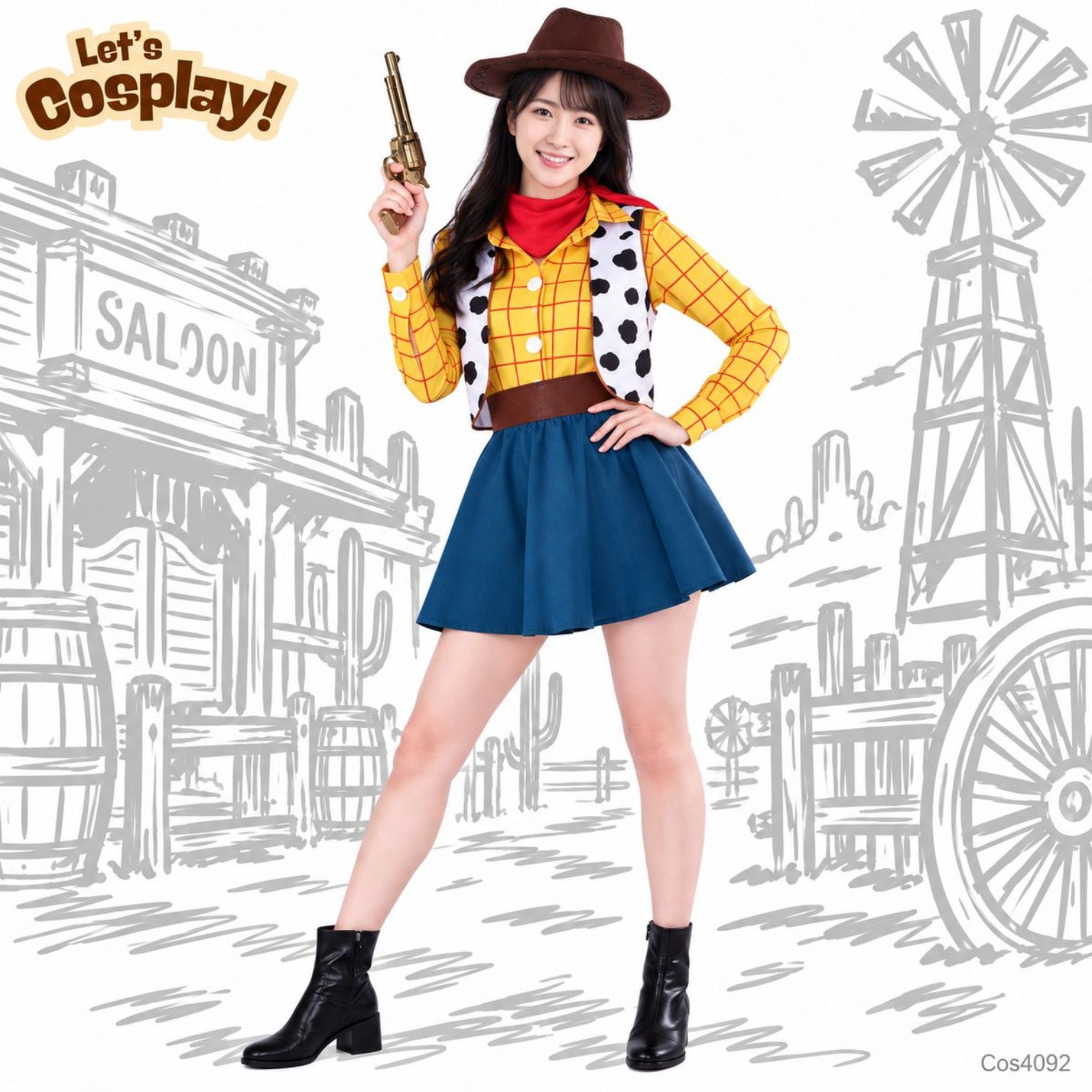 Toy Story反斗奇兵胡迪Woody主題成人女士牛仔角色扮演服裝｜香港現貨｜Lets Cosplay COS4092