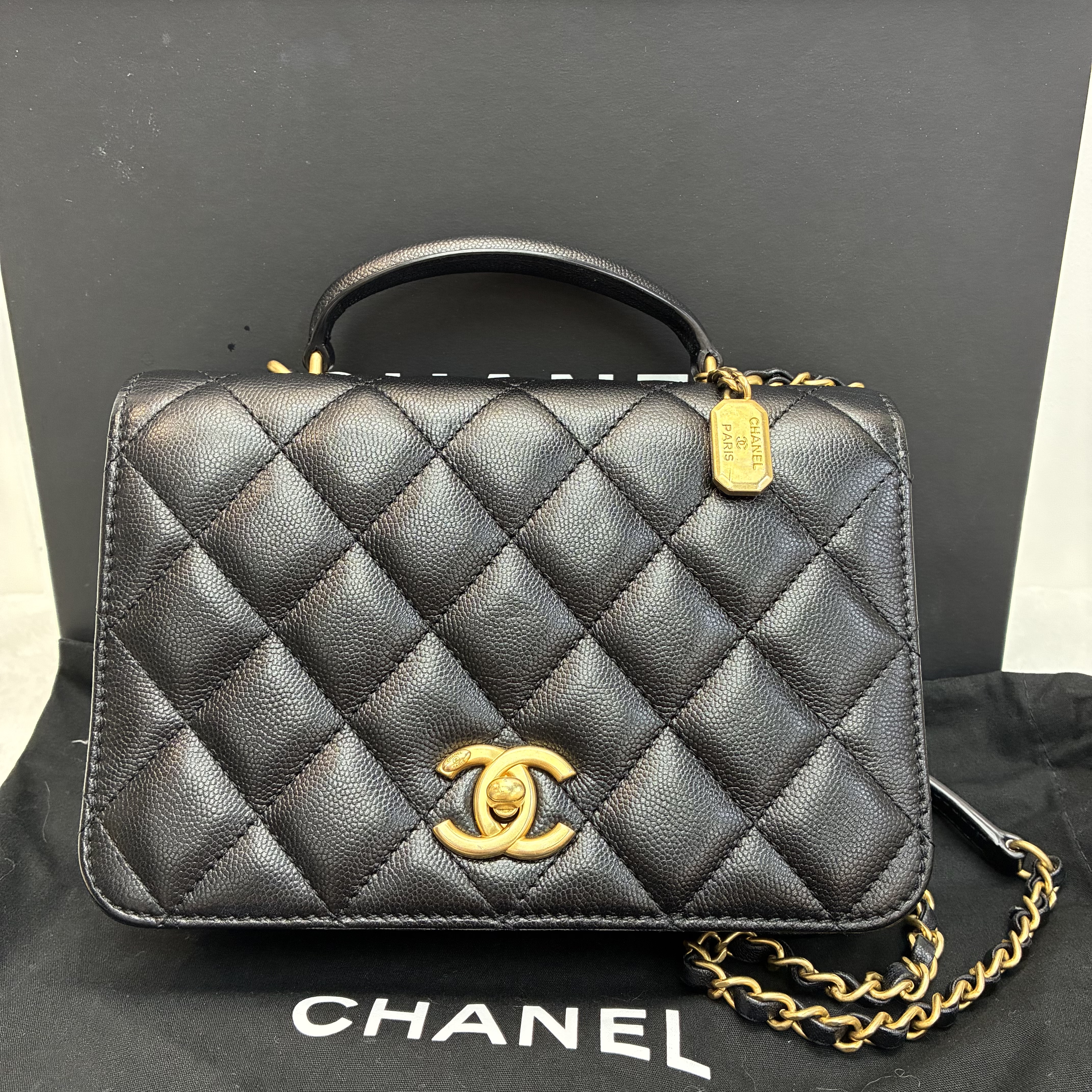 Chanel 23B風琴包荔枝紋牛皮🖤
