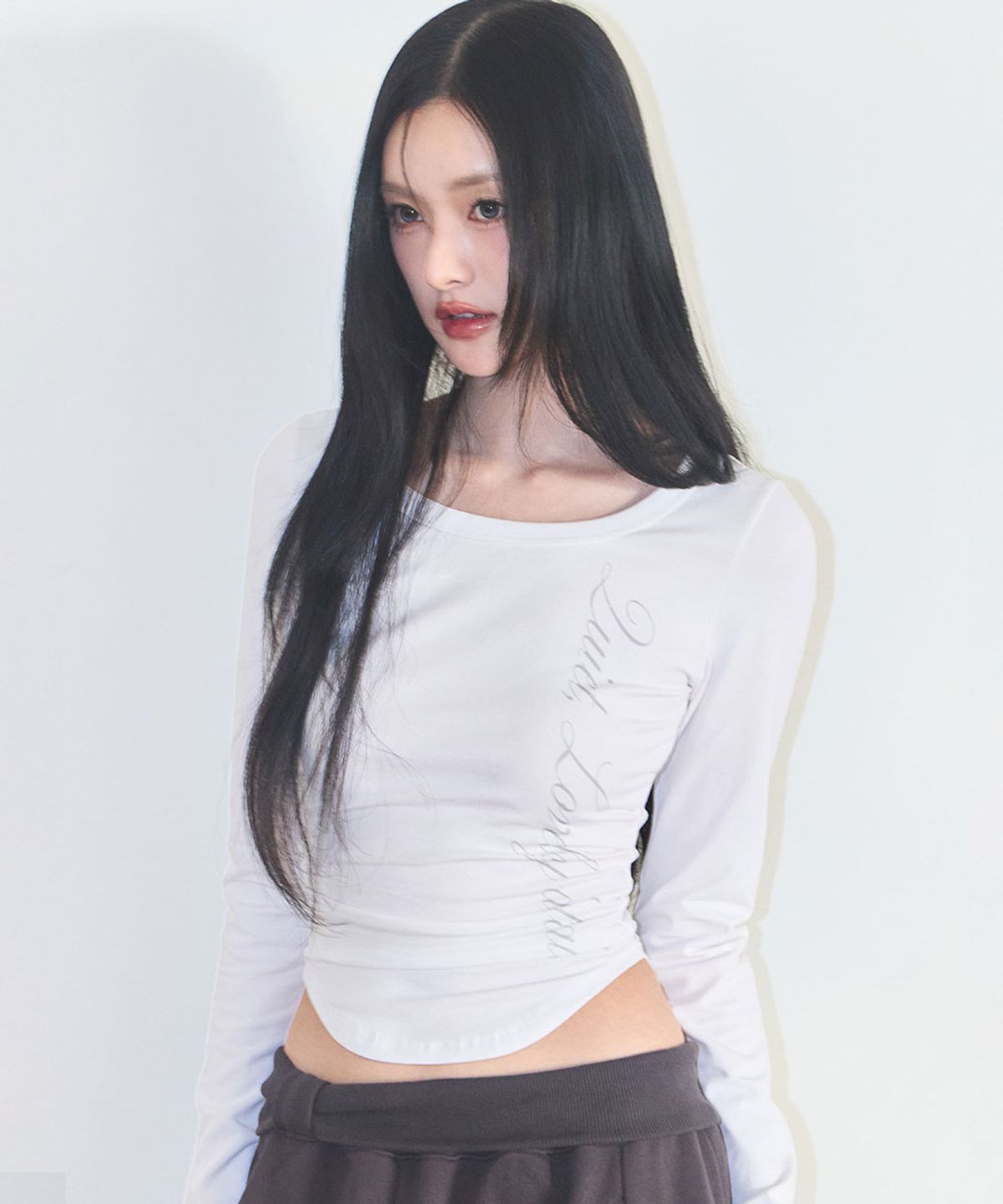 🇰🇷訂購｜ILLIGO 26SS｜Lettering Slim Shirred Long Sleeve 3色 