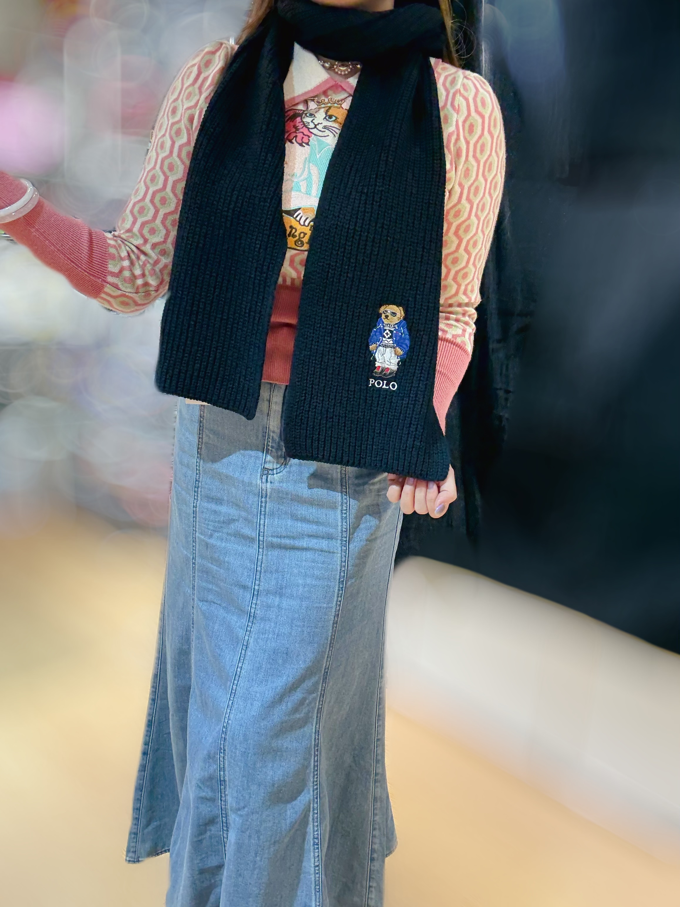 Polo scarf bear navy