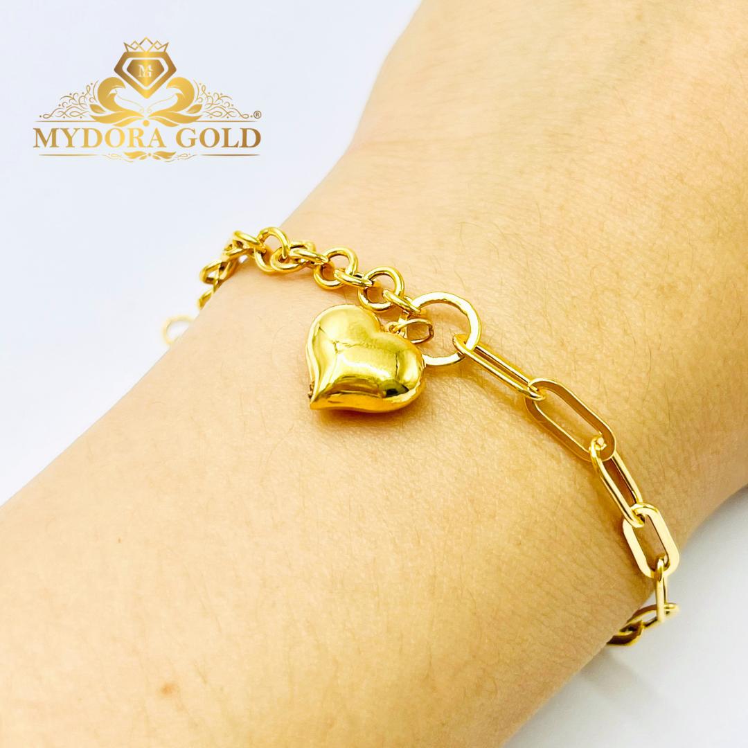 MYDORA Rantai Tangan Mini Gajah Paper Clip + LOVE Tengah l EMAS 916/22K