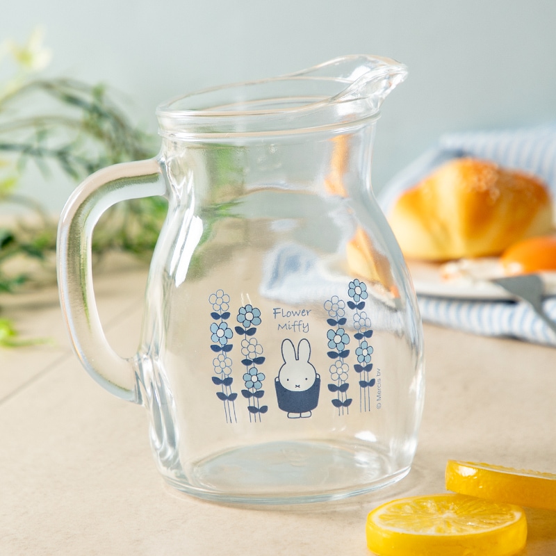 預購 miffy MF 限定 藍花玻璃壼 500ml 連假花一小扎 