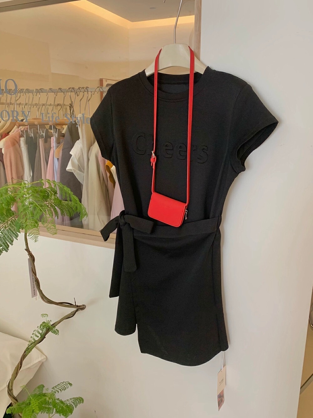 Cheers Letter Casual A-line Dress 美式复古休闲立体字母系带连衣裙(4 colours)