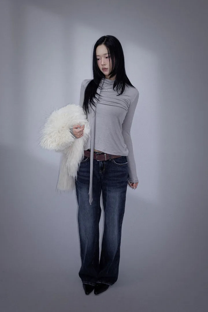 Low-Rise Washed Denim