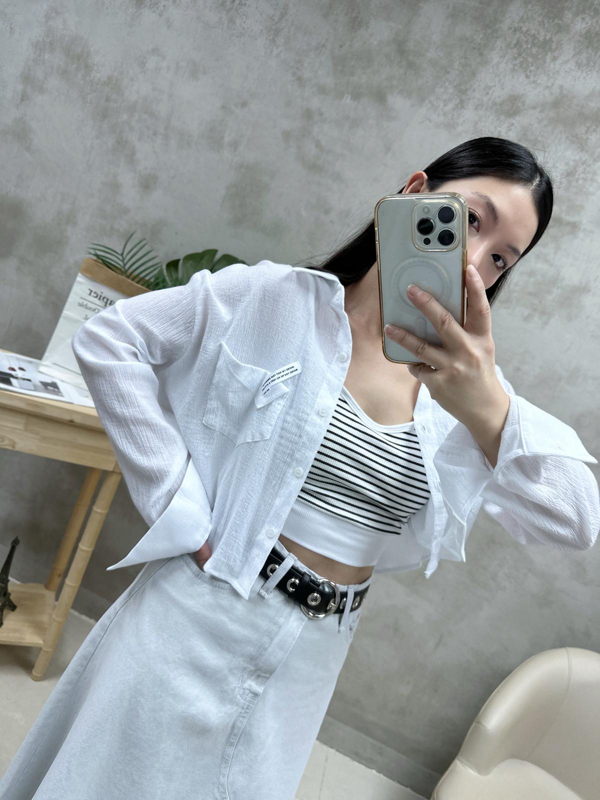 R12 灰白洗水牛仔裙