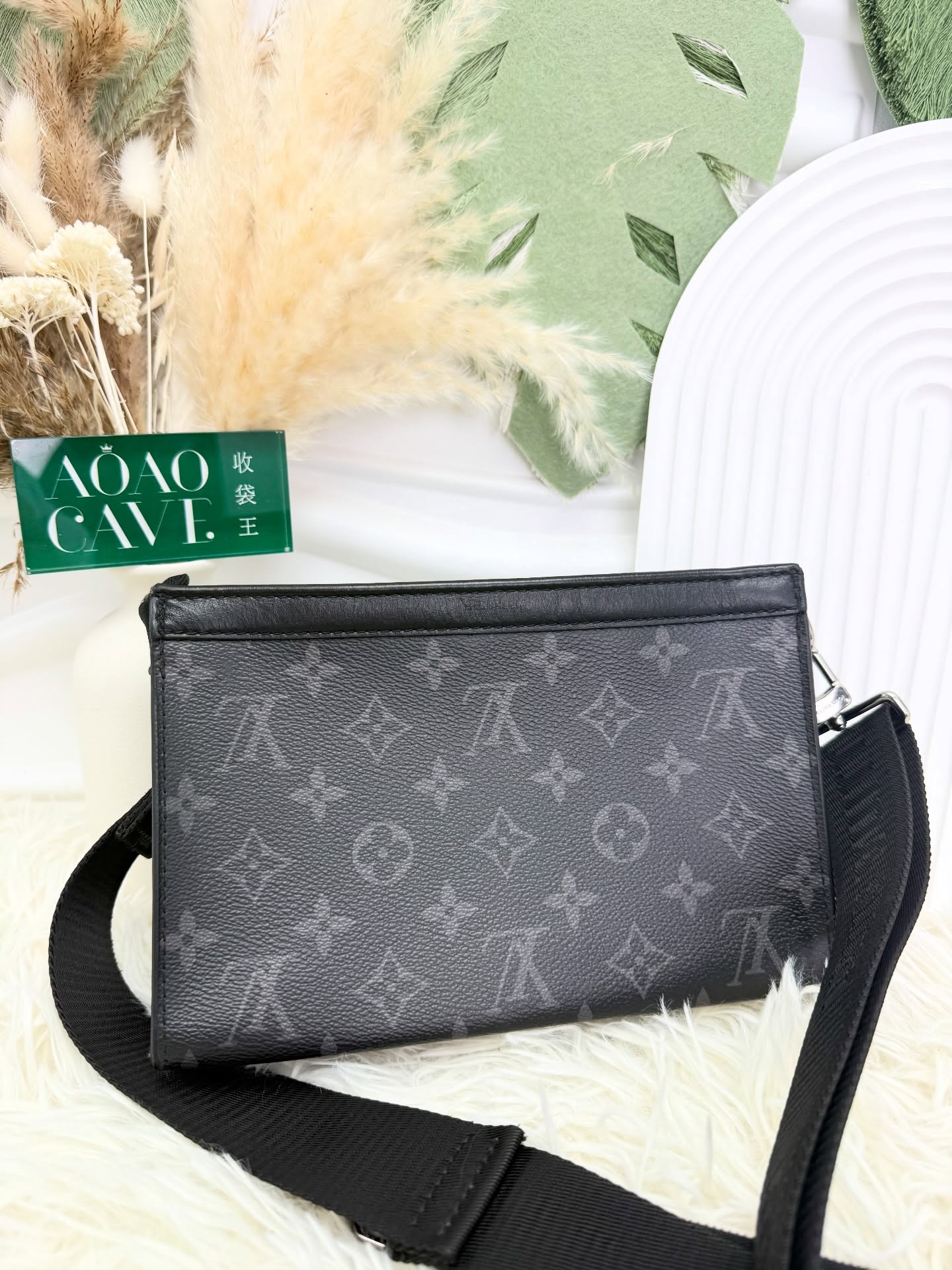Lv👜 PRE OWNED 🛍️黑色老花二合一