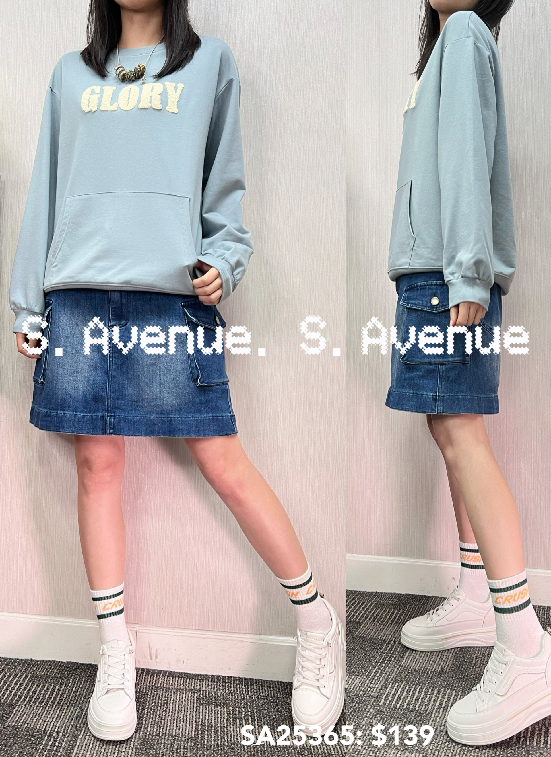 SA25365: 長袖glory雙袋衞衣