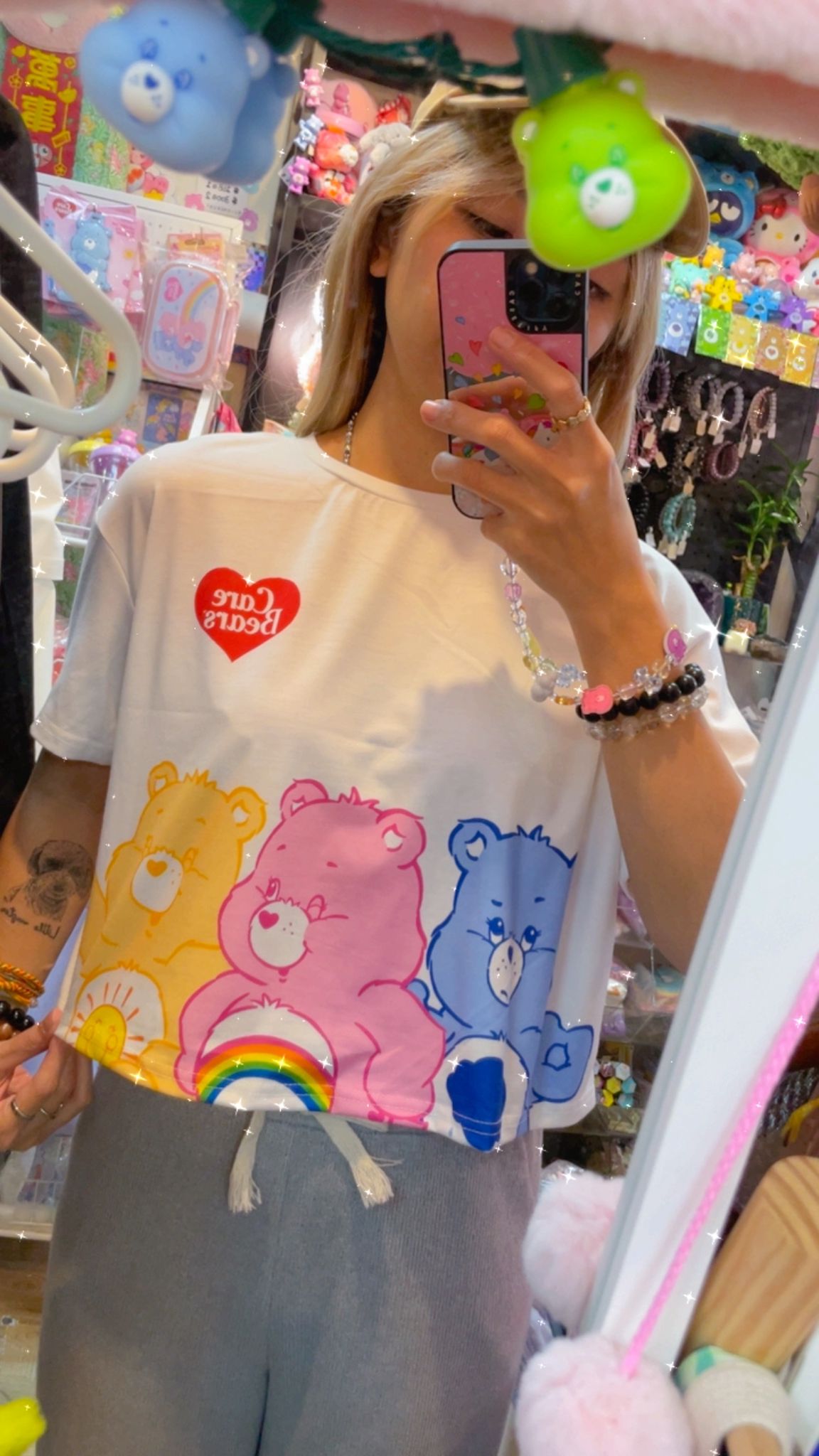 減價品🌈卡通熊印花短版T恤🐻