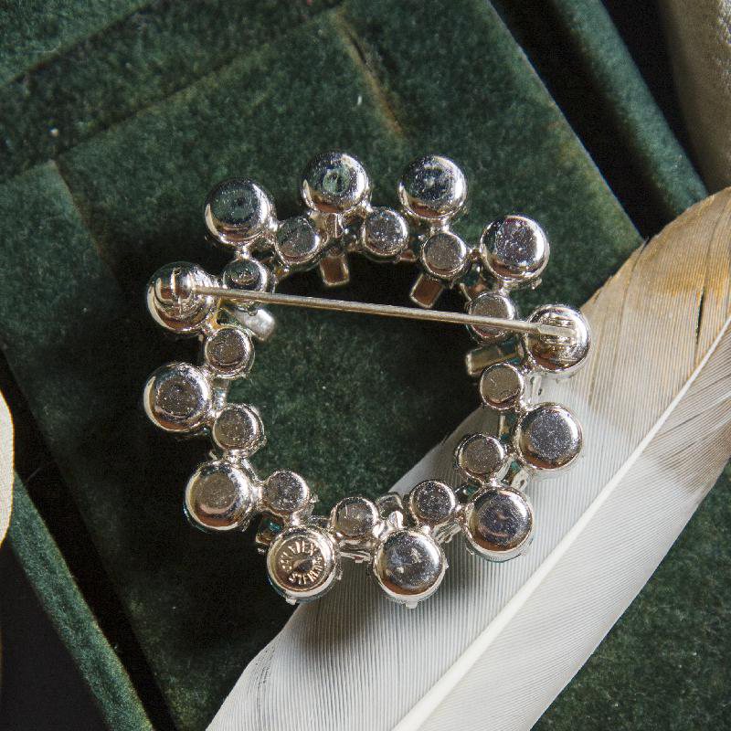 1940s-70s Jay Flex Sterling Silver Aqua Blue Openwork Brooch From Canada Montreal (CA020)