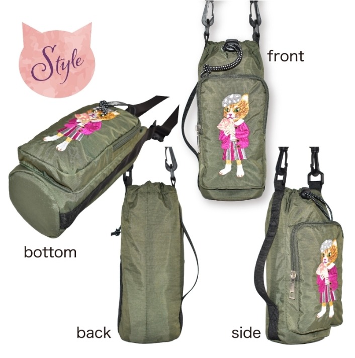 🇯🇵日本直送✈️$108件。2件起$98件。  日本 保溫保冷貓咪刺繡水瓶手機斜孭袋 🟡