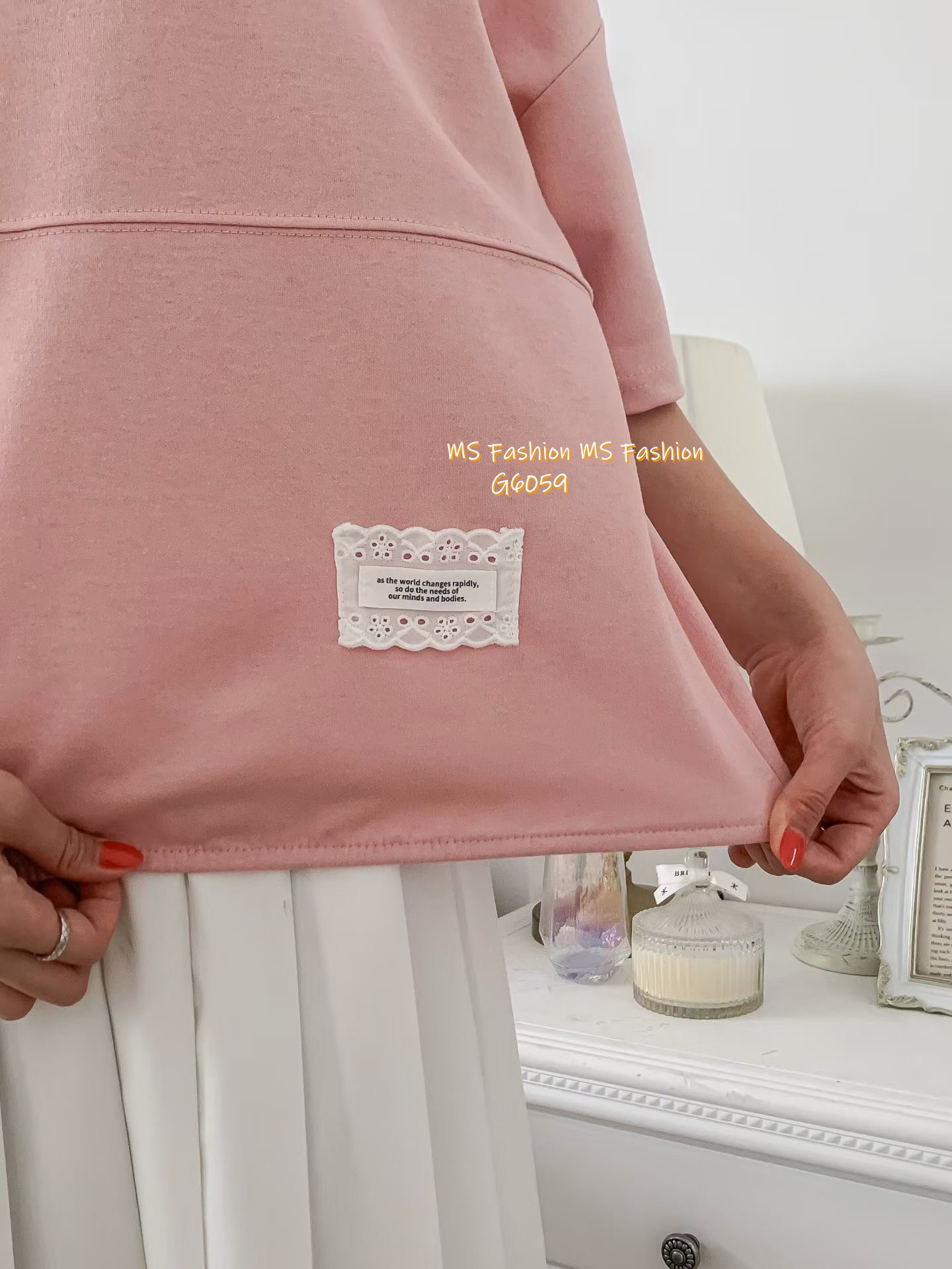 G6059 韓國🇰🇷淨色通花章仔top