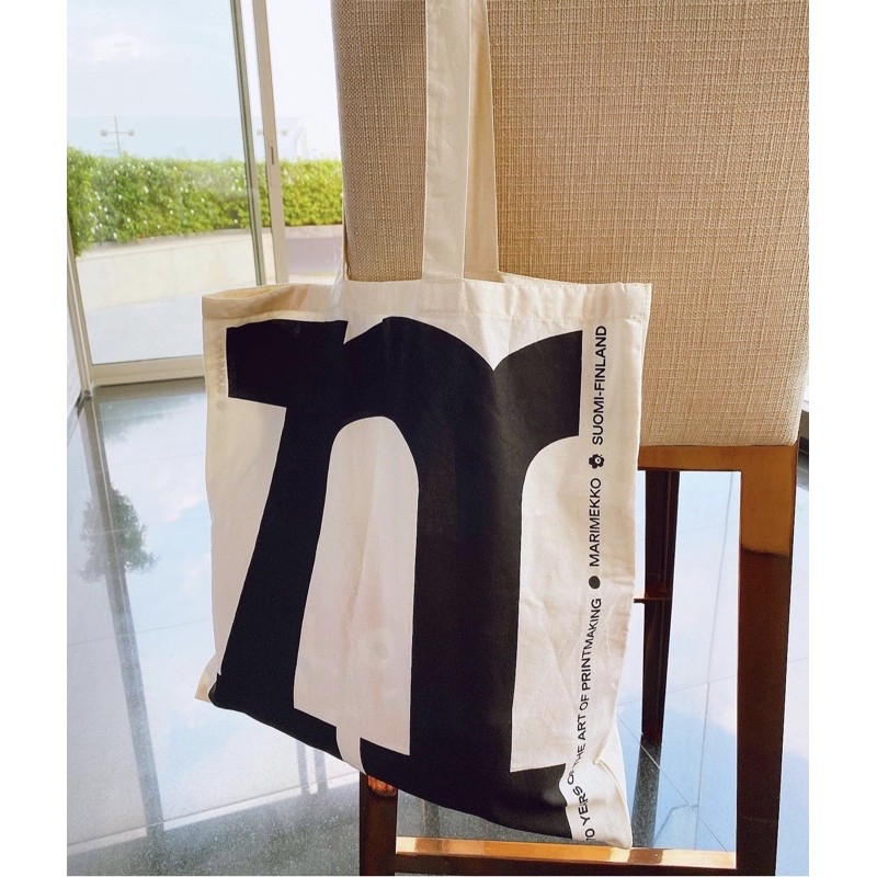 Marimekko Tote Bag  Marimekko Logo 手提袋 70 週年紀念環保棉花購物袋H 字樣