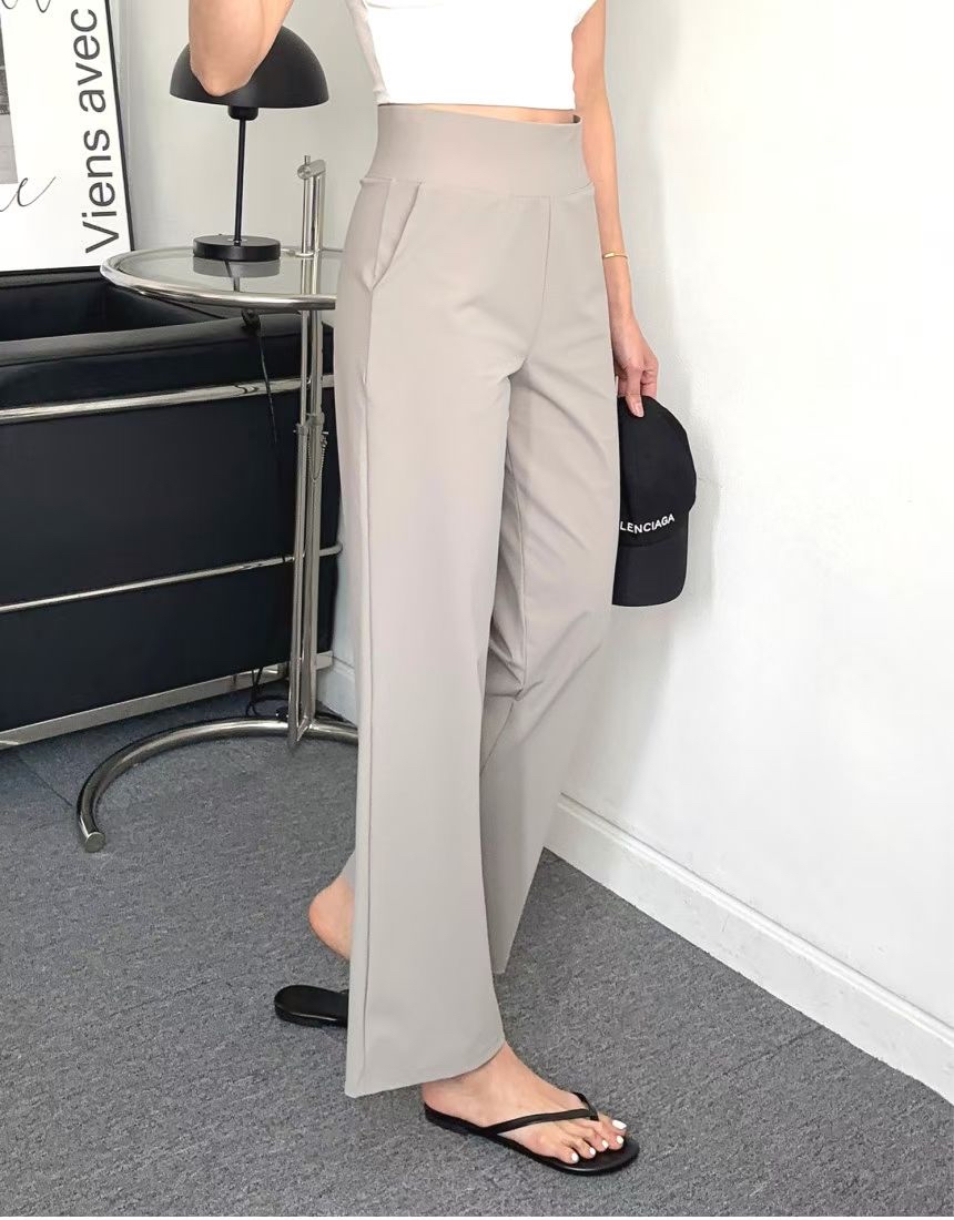 Dw036冰爽料高腰直筒褲