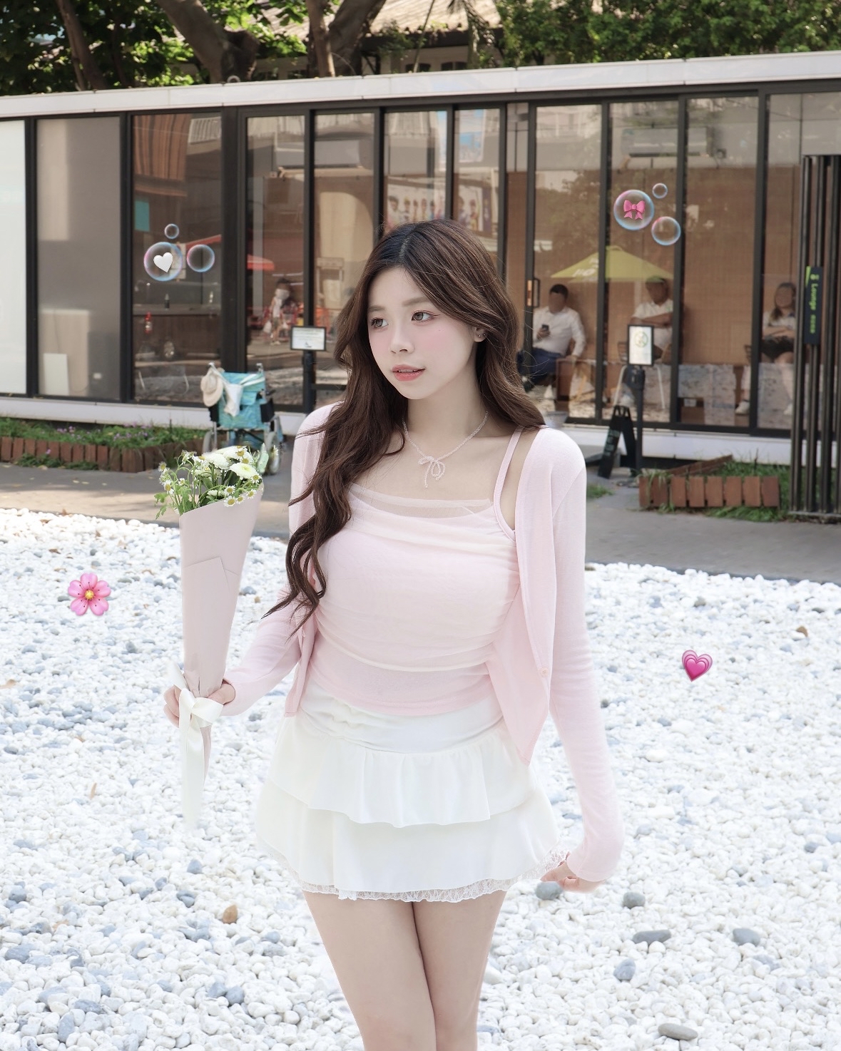  【 查詢度極高🌷🤍 | -5KG顯瘦度♡今季大熱透紗！極致芭蕾舞風～皺皺層次感假兩件上衣🫧💗】 Dreamy Crinkled Ballet Top(三色入)