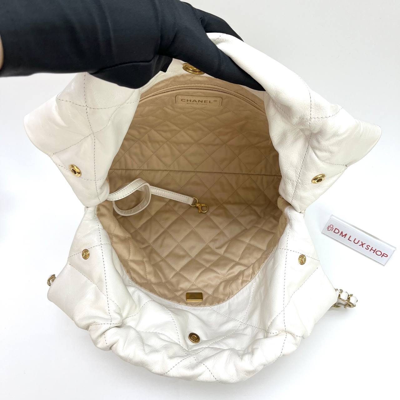 Chanel Small 22 Bag White GHW (Microchip)
