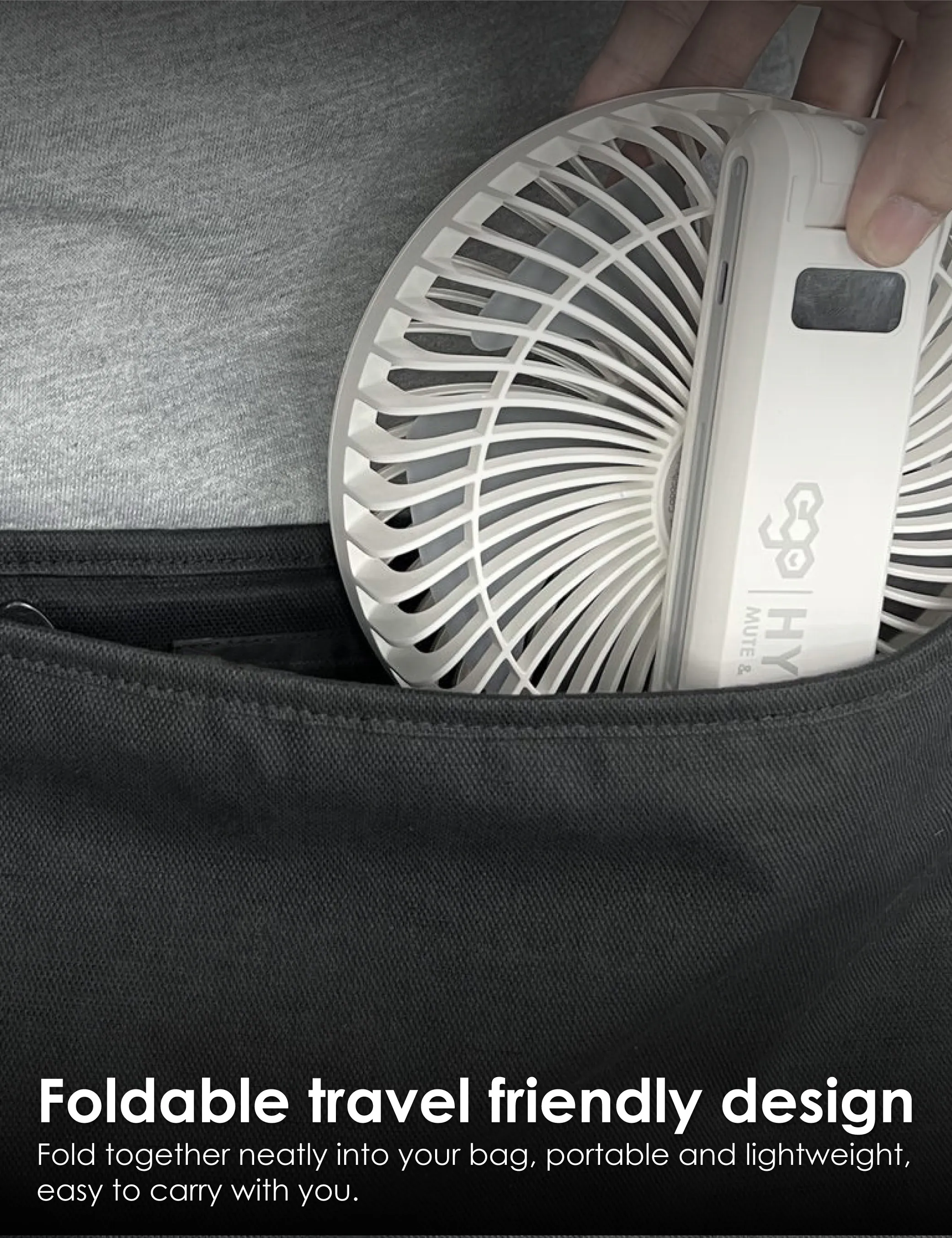 ego - HyFlow 16CM&摺疊風扇 充電式無線便攜風扇｜手提風扇 | LED顯示 | 35分貝靜音 | 180度角度調較