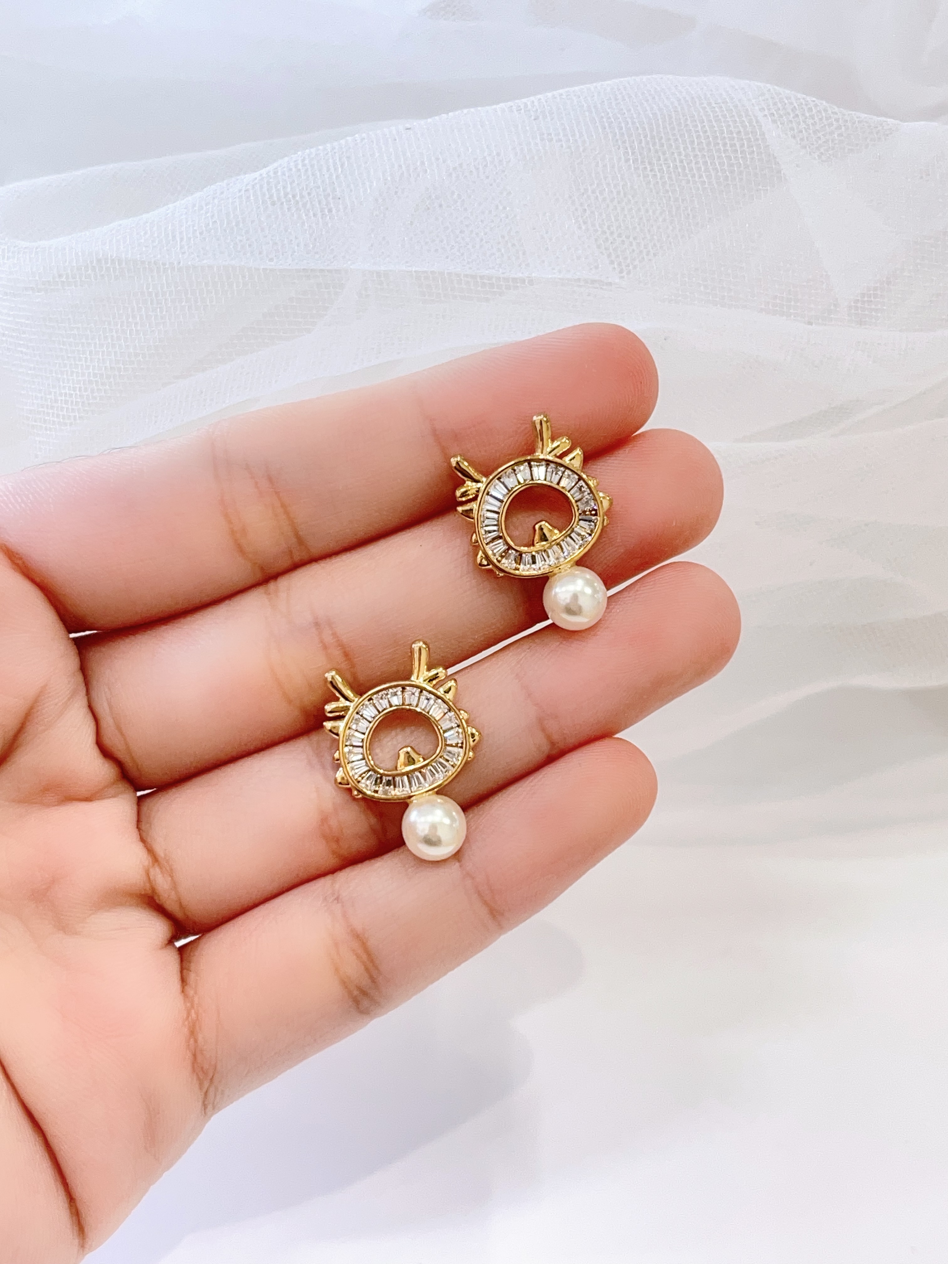 日常简约设计珍珠耳坠耳环