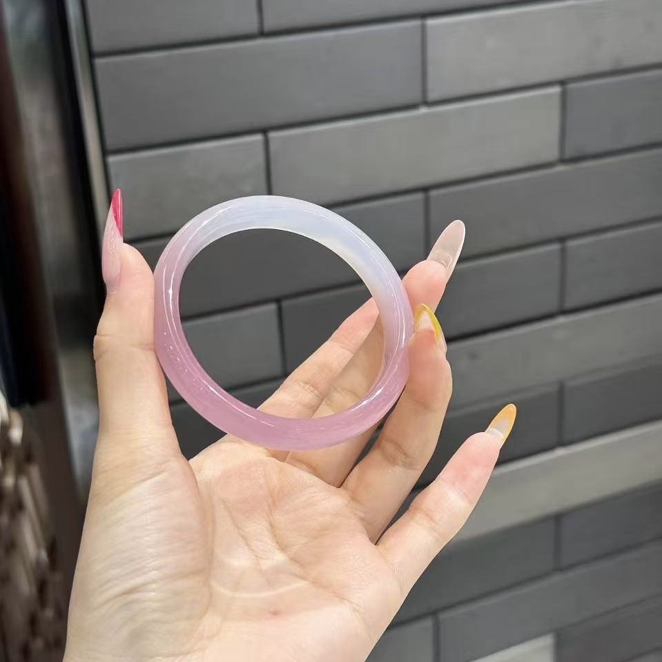 玛瑙玉髓手镯～粉色/半粉
