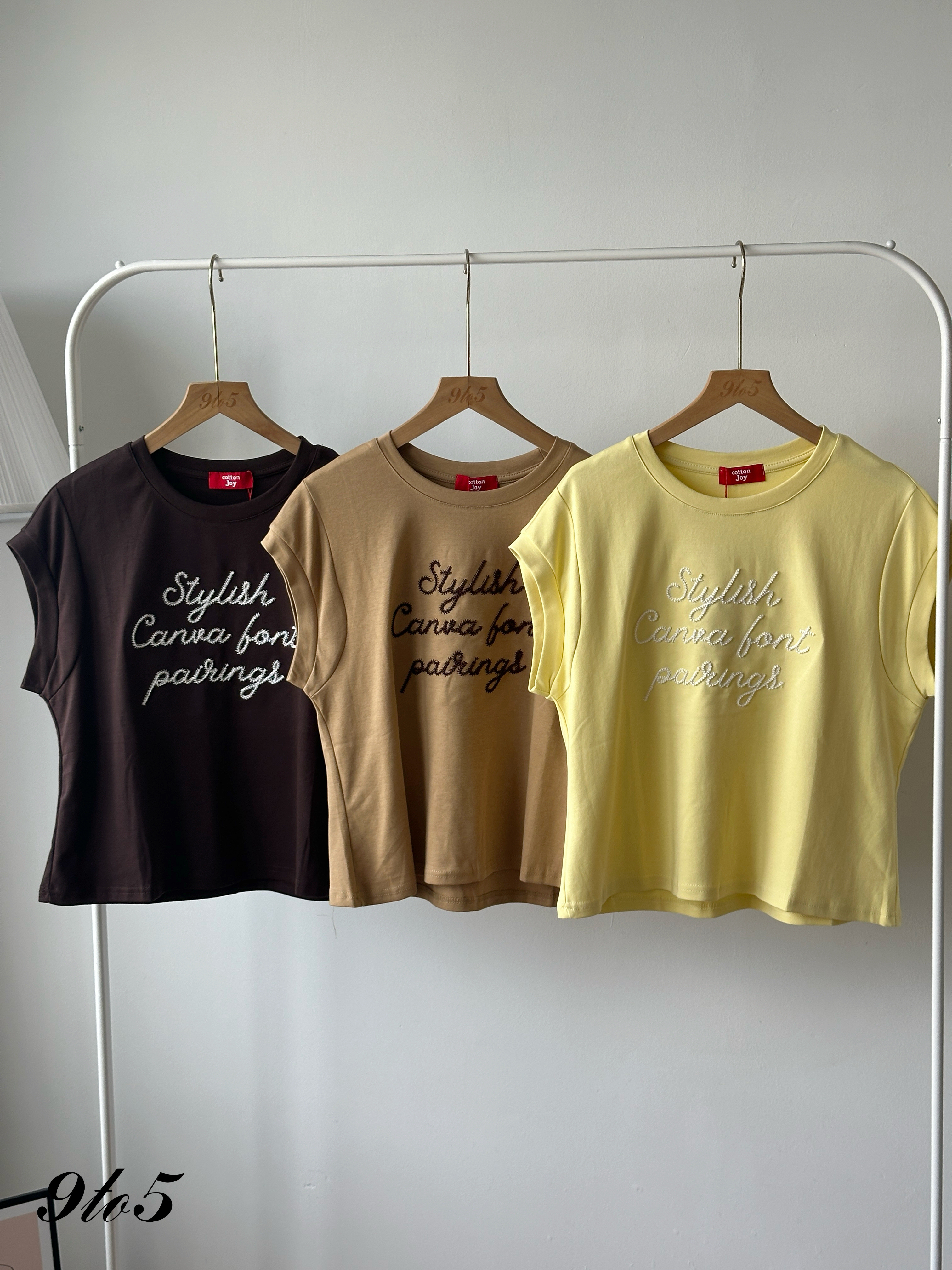 T4353 Embroidery Wording Tee - 5 Colors 