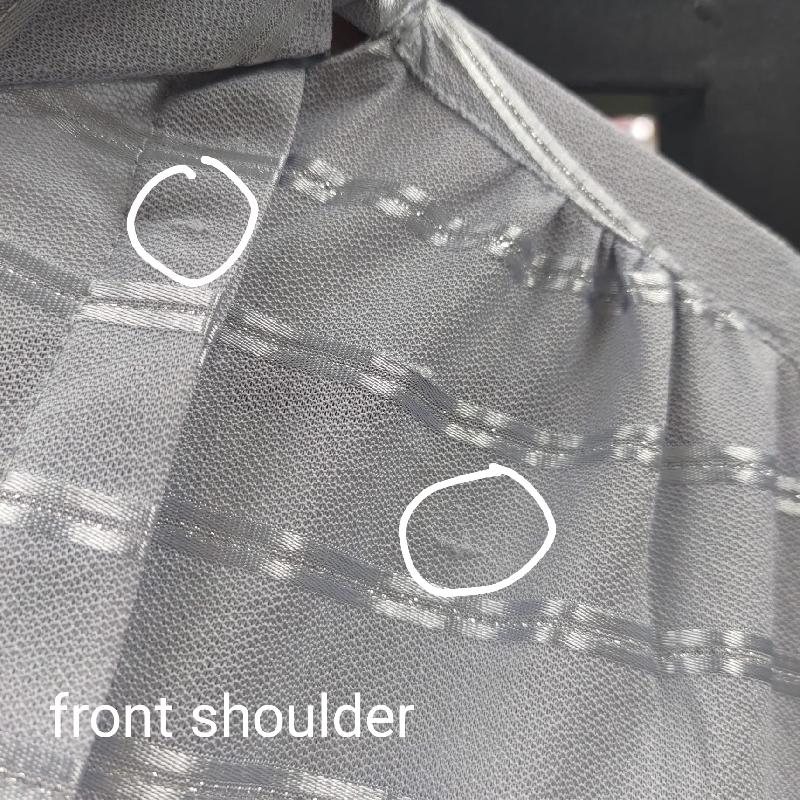 Vintage Light Grey Shiny Stripe Pattern High Collar Side Button Blouse Shirt (MT1606)