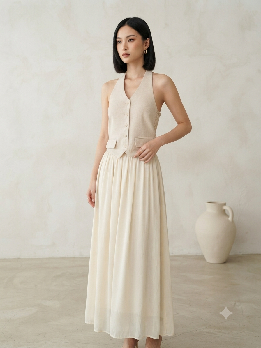 Premium Linen Halterneck Maxi