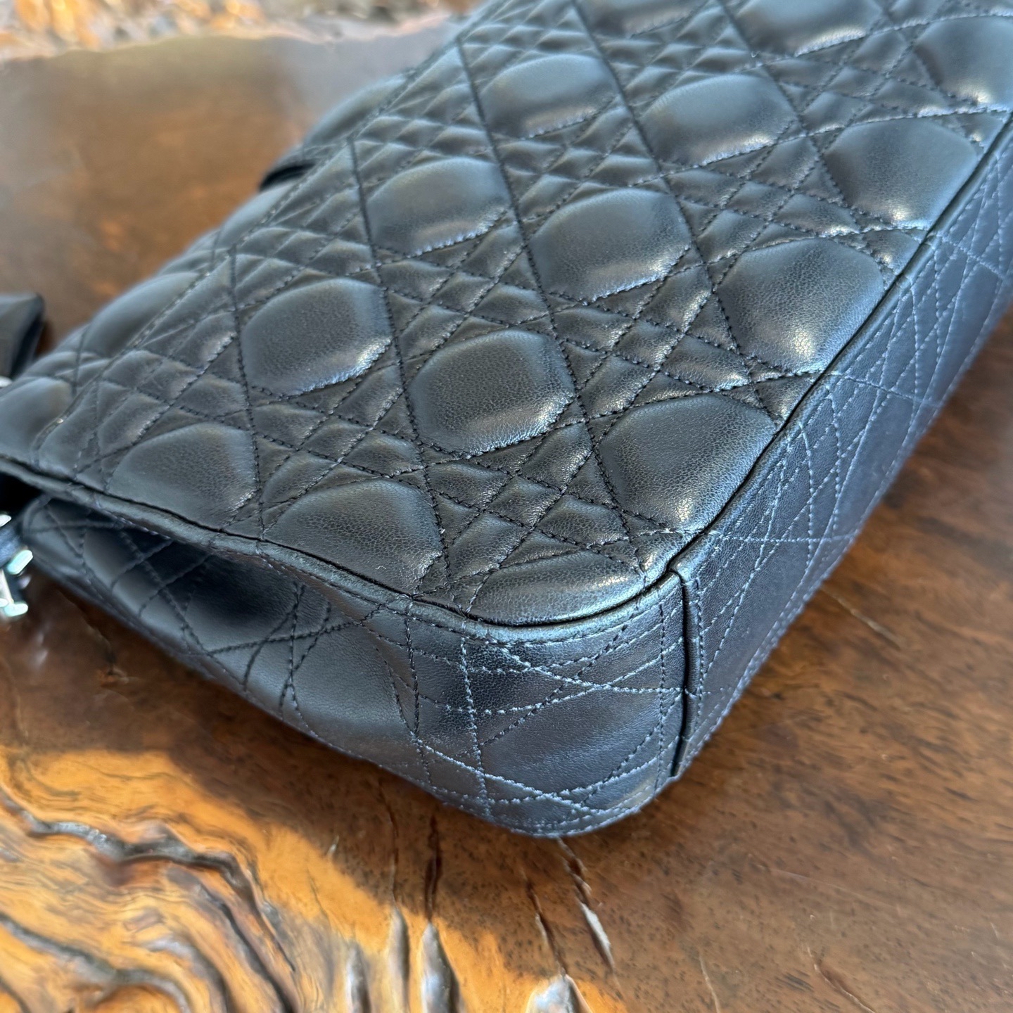 【預訂貨品】Dior黑銀金屬藤格紋羊皮包