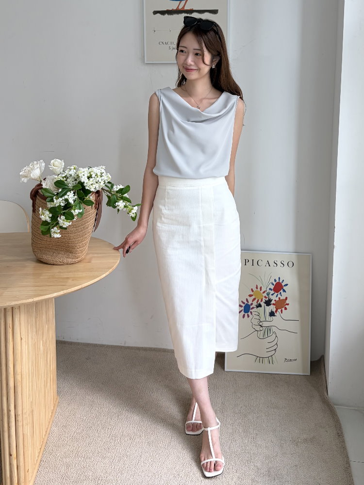 Front Slit Pencil Skirt (White)
