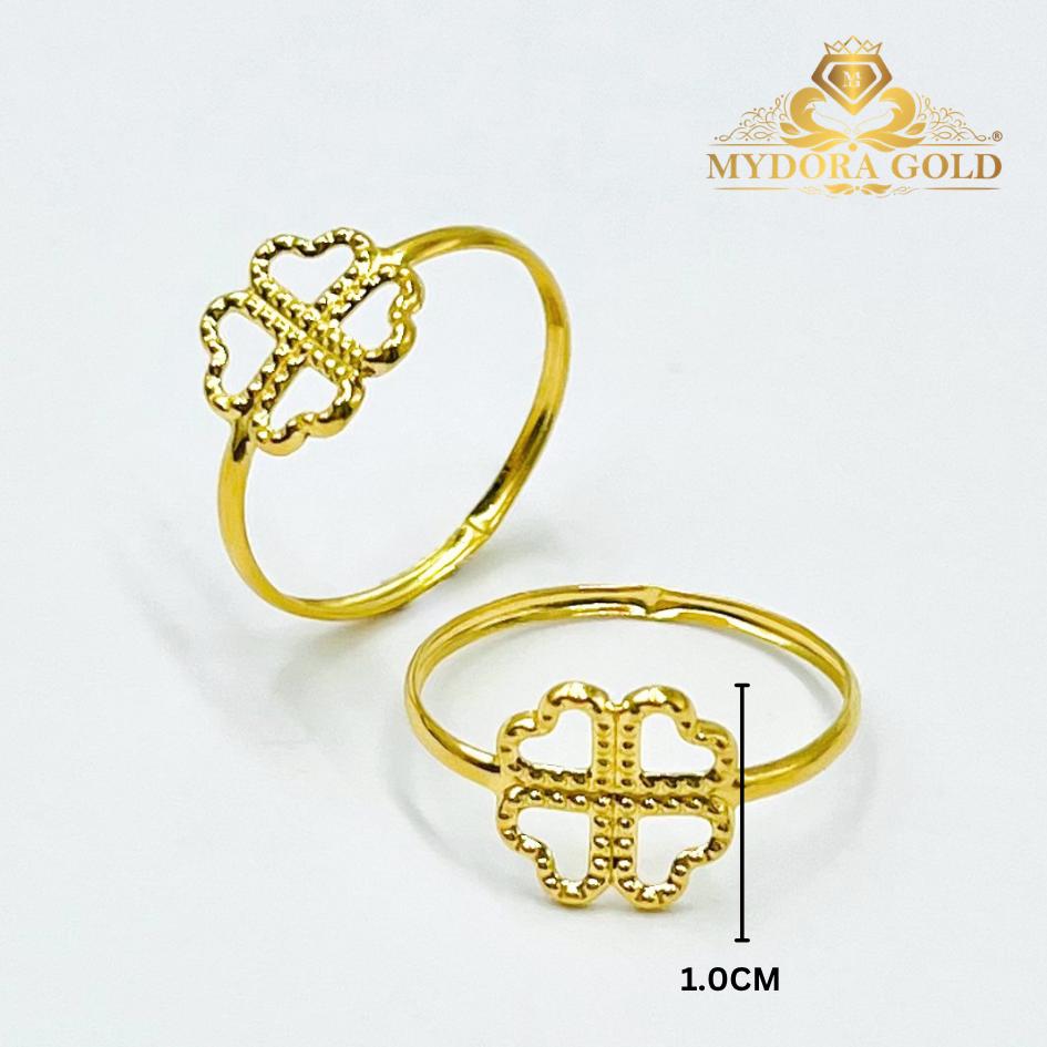 MYDORA Cincin Stamping Lucky Leaf l EMAS 916/22K