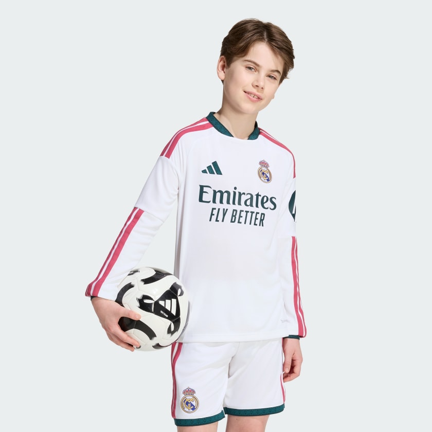 👑💎好比皇冠上鑽石與珍珠 Adidas Real Madrid 皇家馬德里 2026-27 主場童裝長袖球迷版球衣 (可加印字章) KC3947