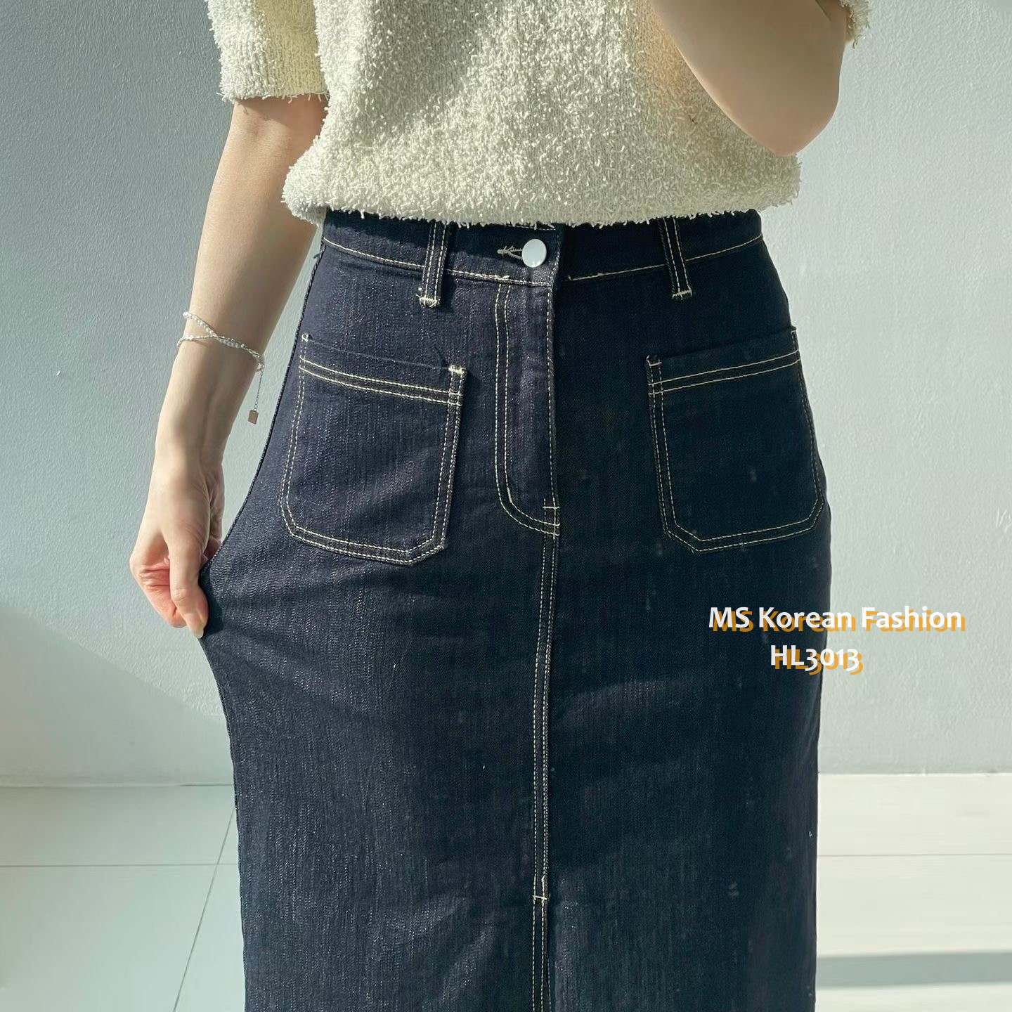 HL3013 韓國🌼Howluk前開叉中長半裙