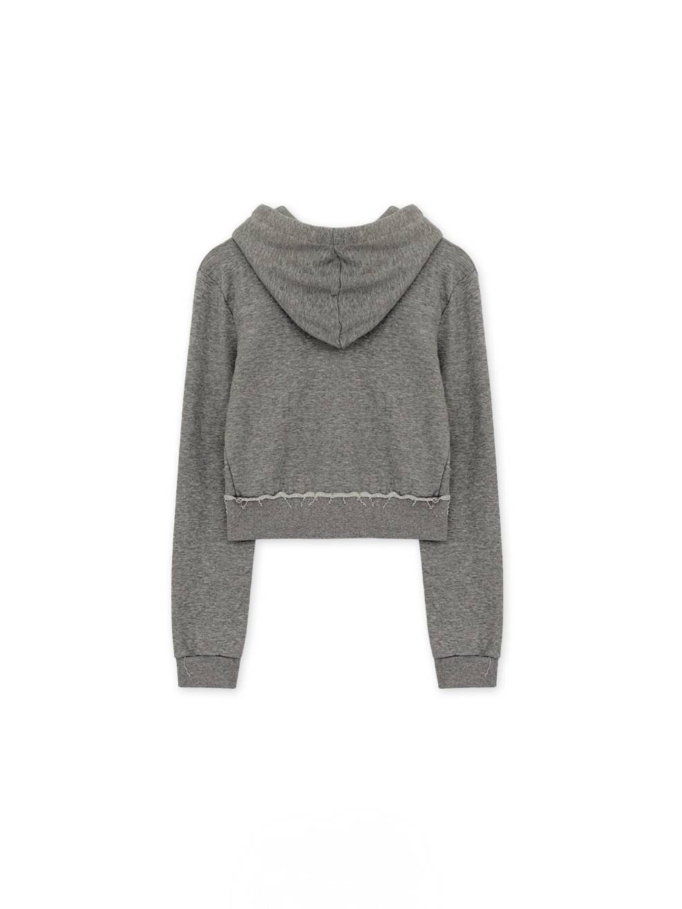 Distressed Cropped Zip-Up Hoodie