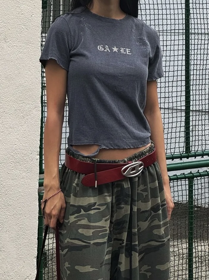 Gothic Star Distressed Crop Top