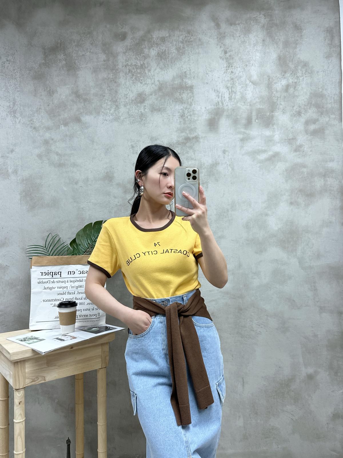 K07 拼色領Tee