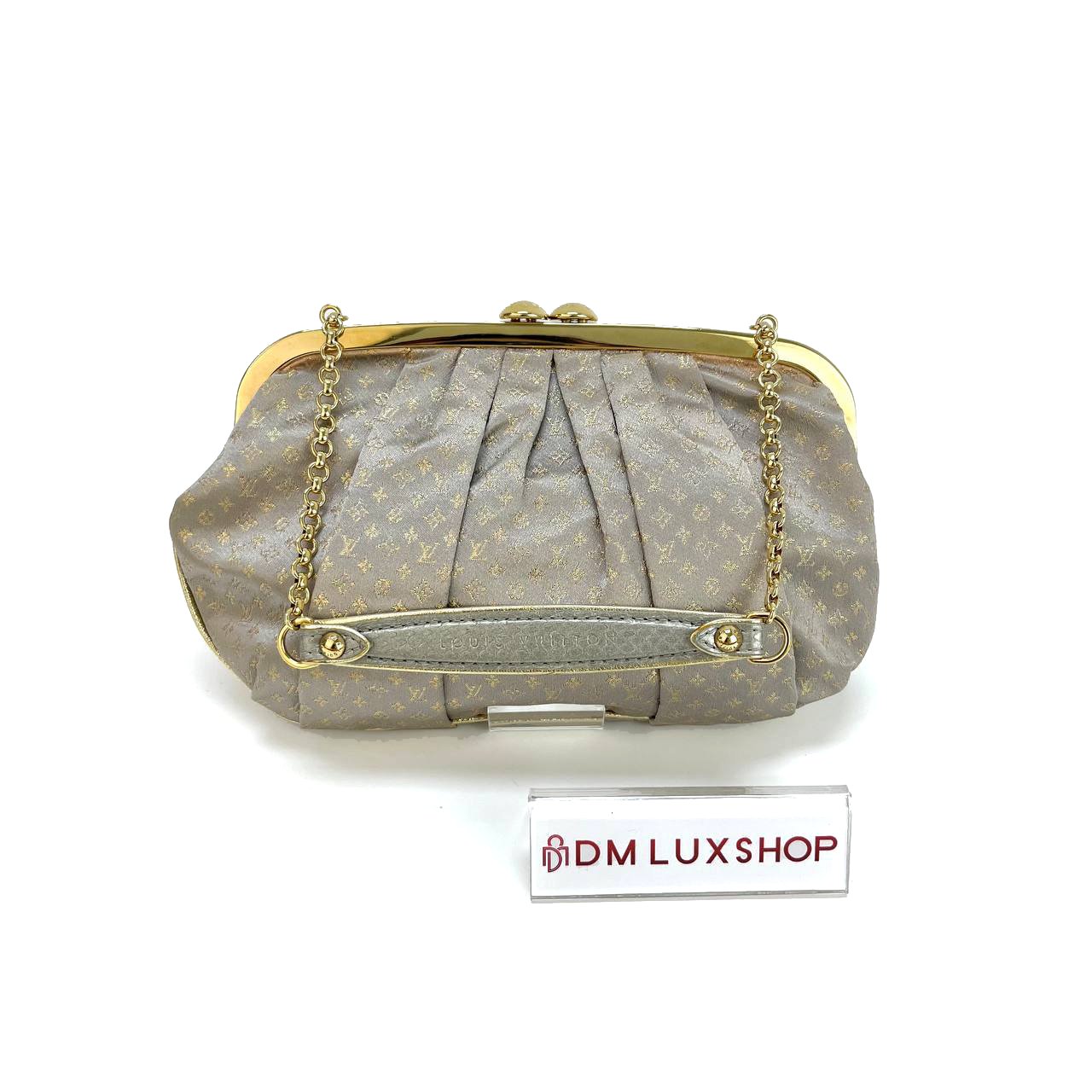  LV Monogram Satin Aumoniere Evening Clutch GHW