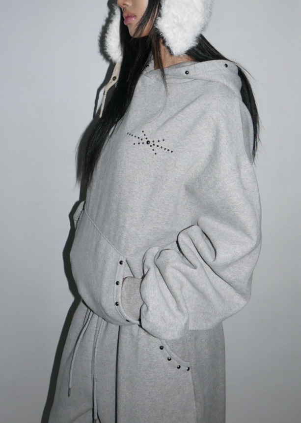 Studded Oversized Fleece Hoodie