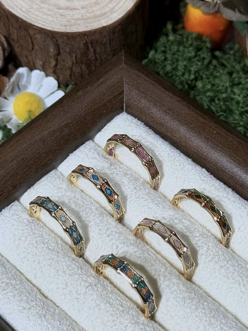 彩磚織光 Woven Mosaic Light｜金色925純銀鍍金閉口戒指